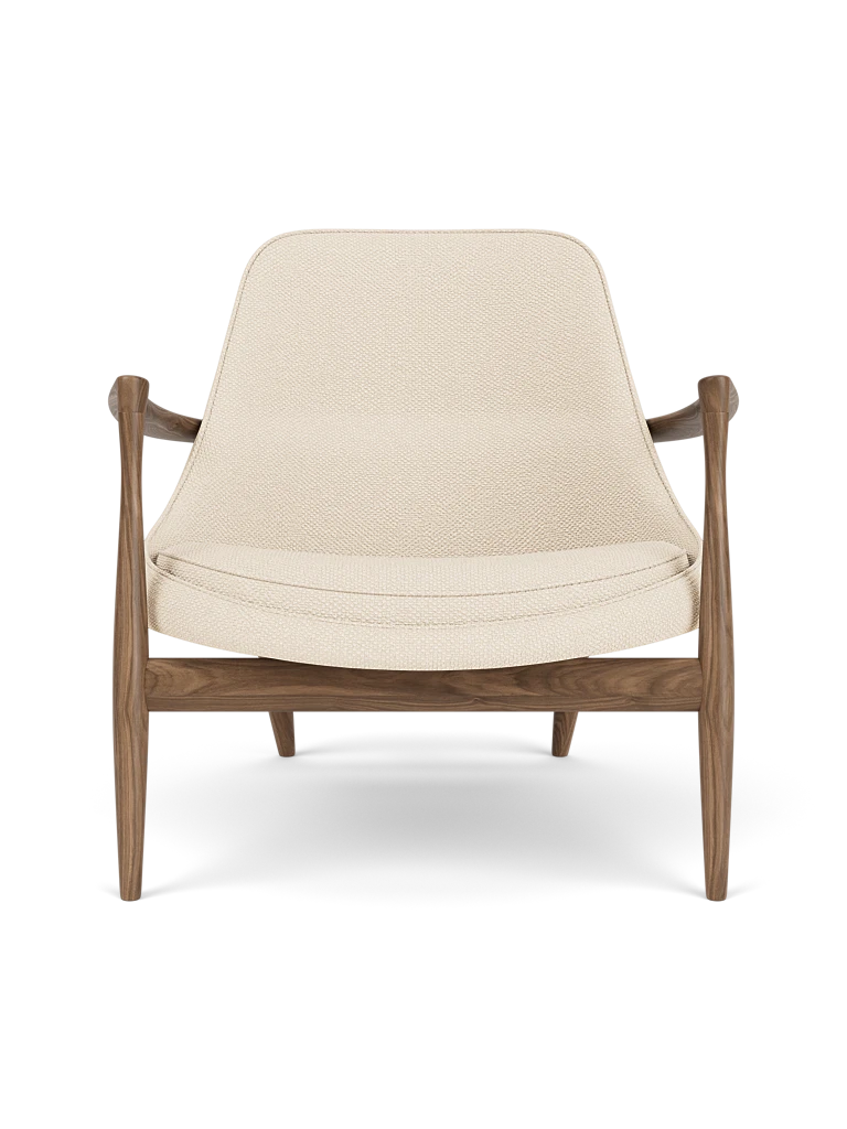 Fauteuil ELIZABETH crème met notenhouten basis