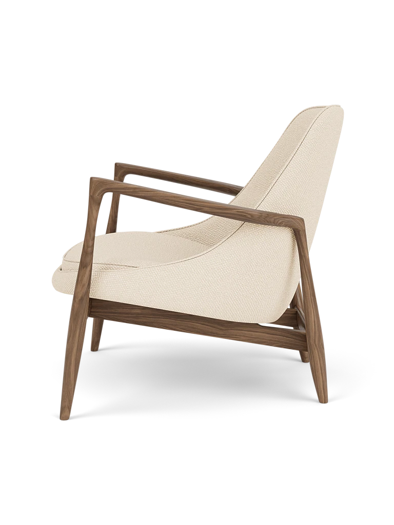 Fauteuil ELIZABETH crème met notenhouten basis