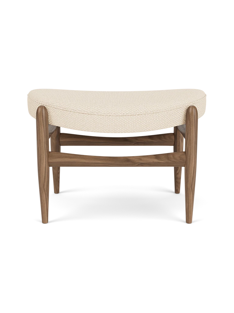 Fußhocker ELIZABETH creme mit Nussbaumfuß