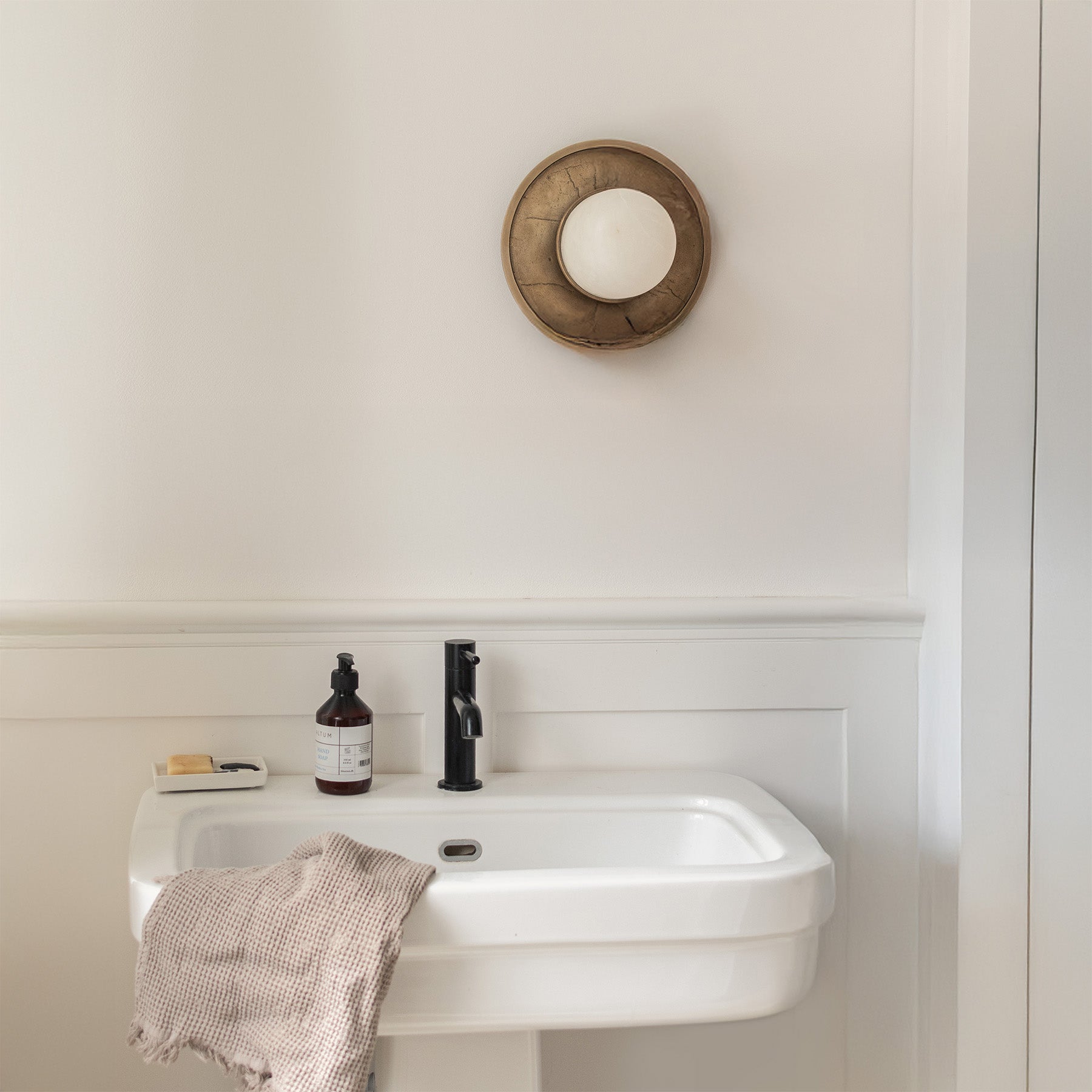 Plafond alabaster VOLLE MAAN geborsteld messing