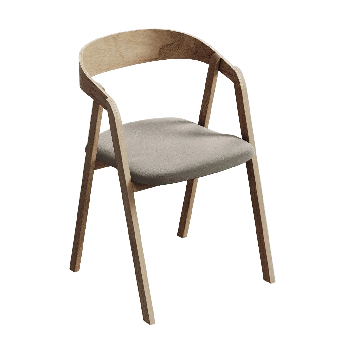 Velours stoel ERIKA taupe met beukenhouten basis