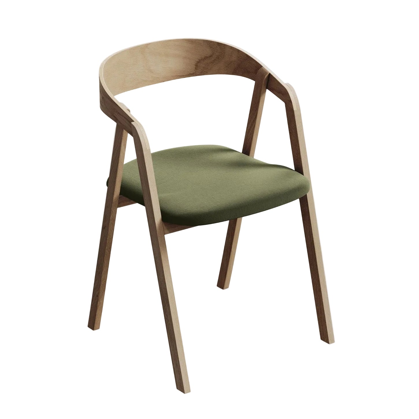 Velvet Chair ERIKA in Olive with Beech Base