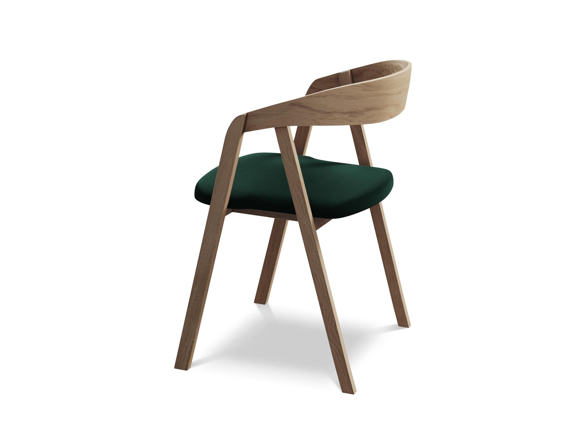 Velvet Chair ERIKA in Bottle Green with Beech Base