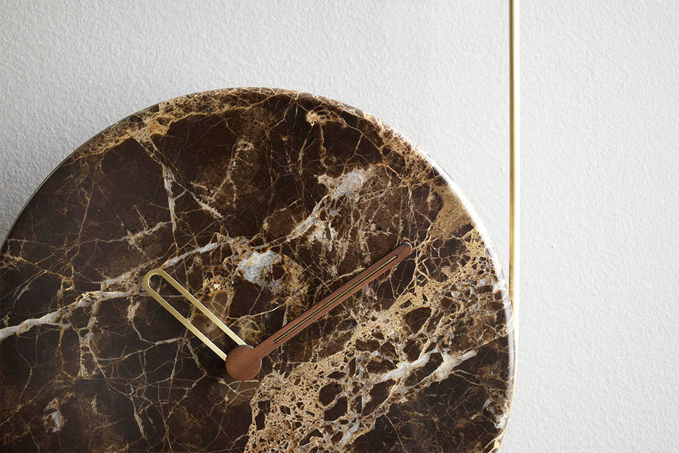 Wall Clock ESLABON Brown Marble with Black
