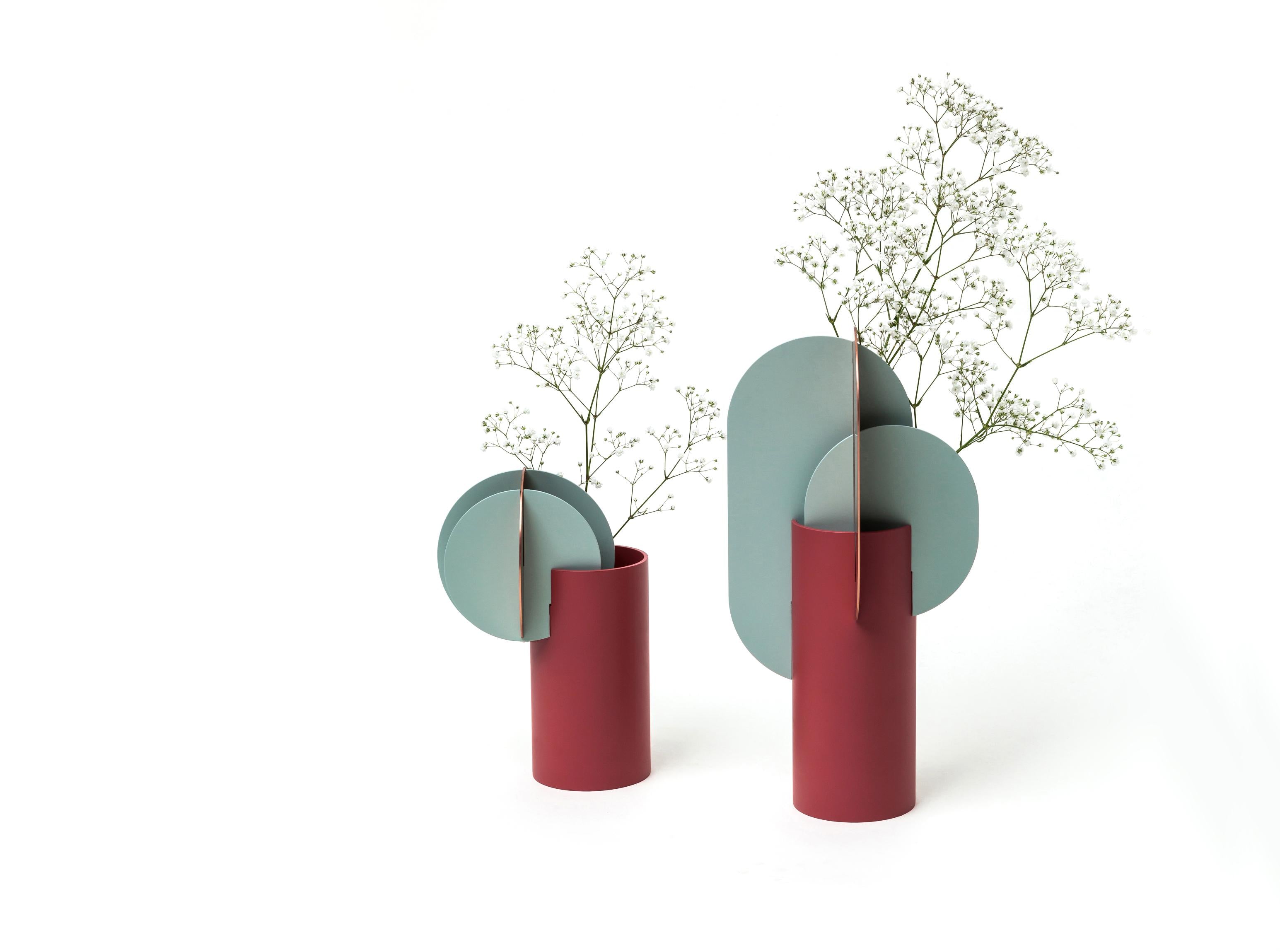 Vaas DELAUNAY baksteen met blauw en koper