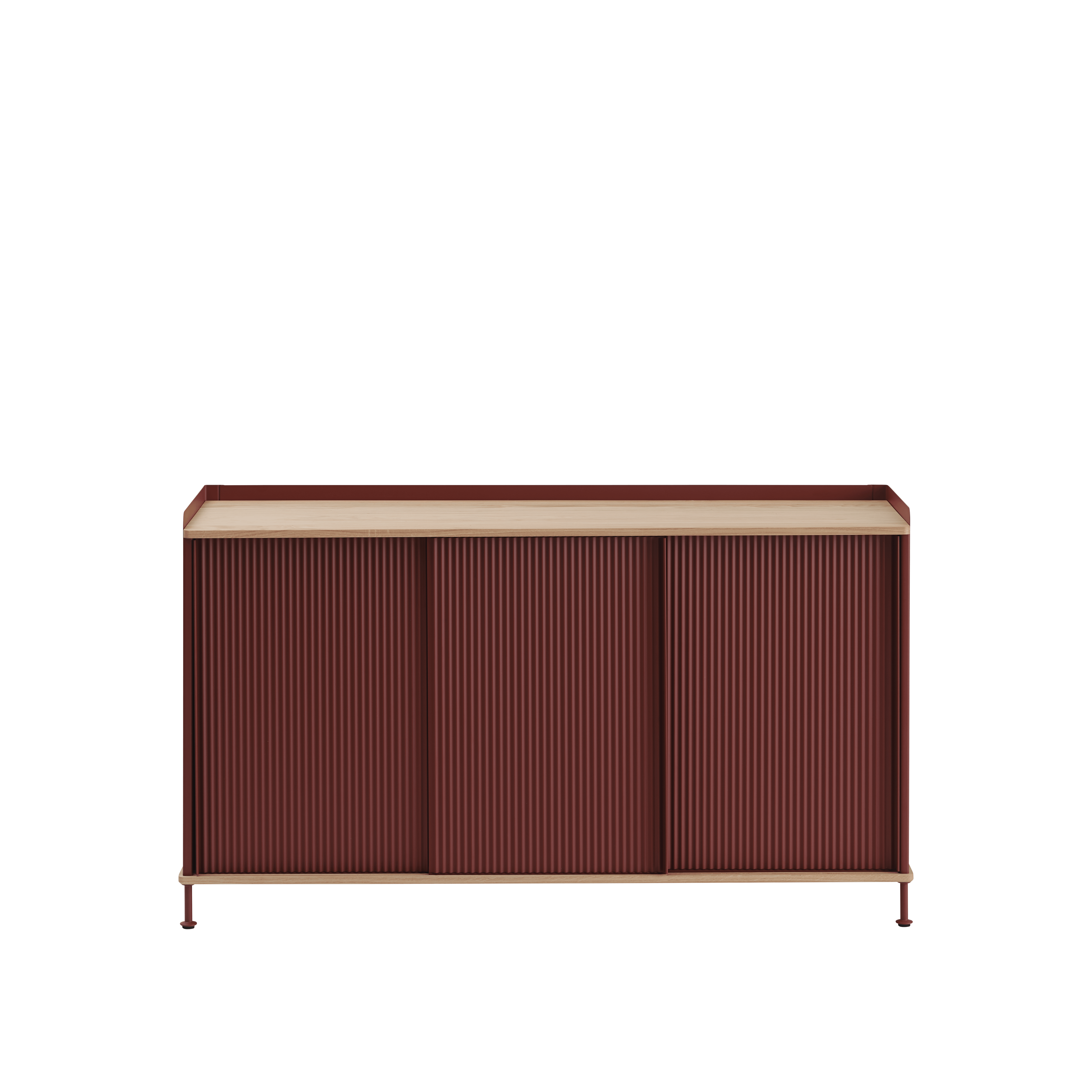 Kommode ENFOLD bordeaux met eiken blad