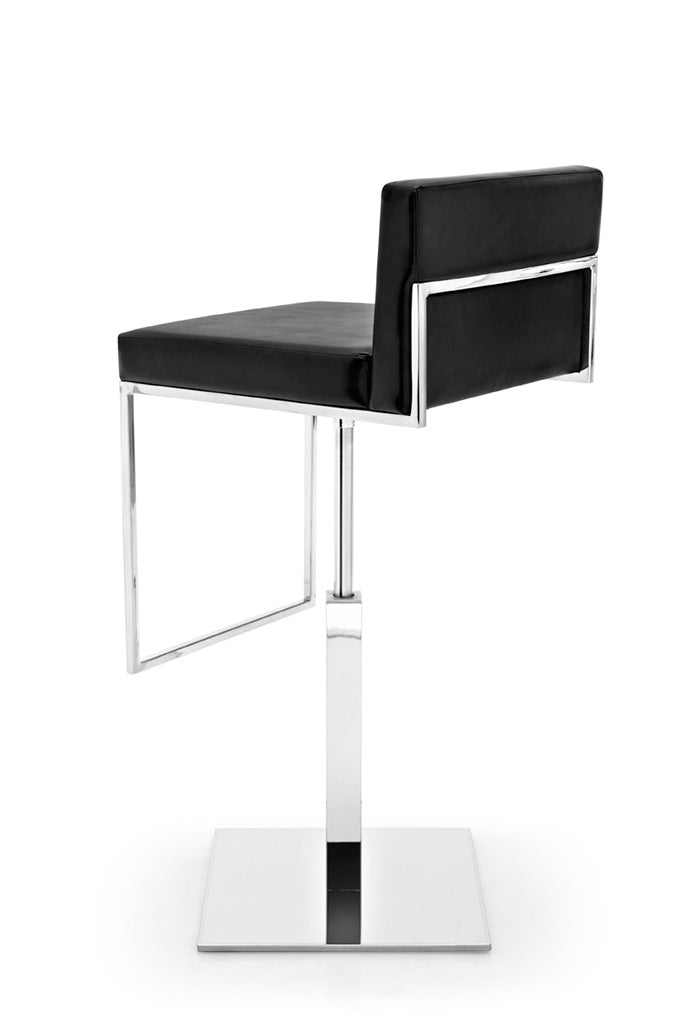 Bar stool EVEN PLUS with black seat and chrome base