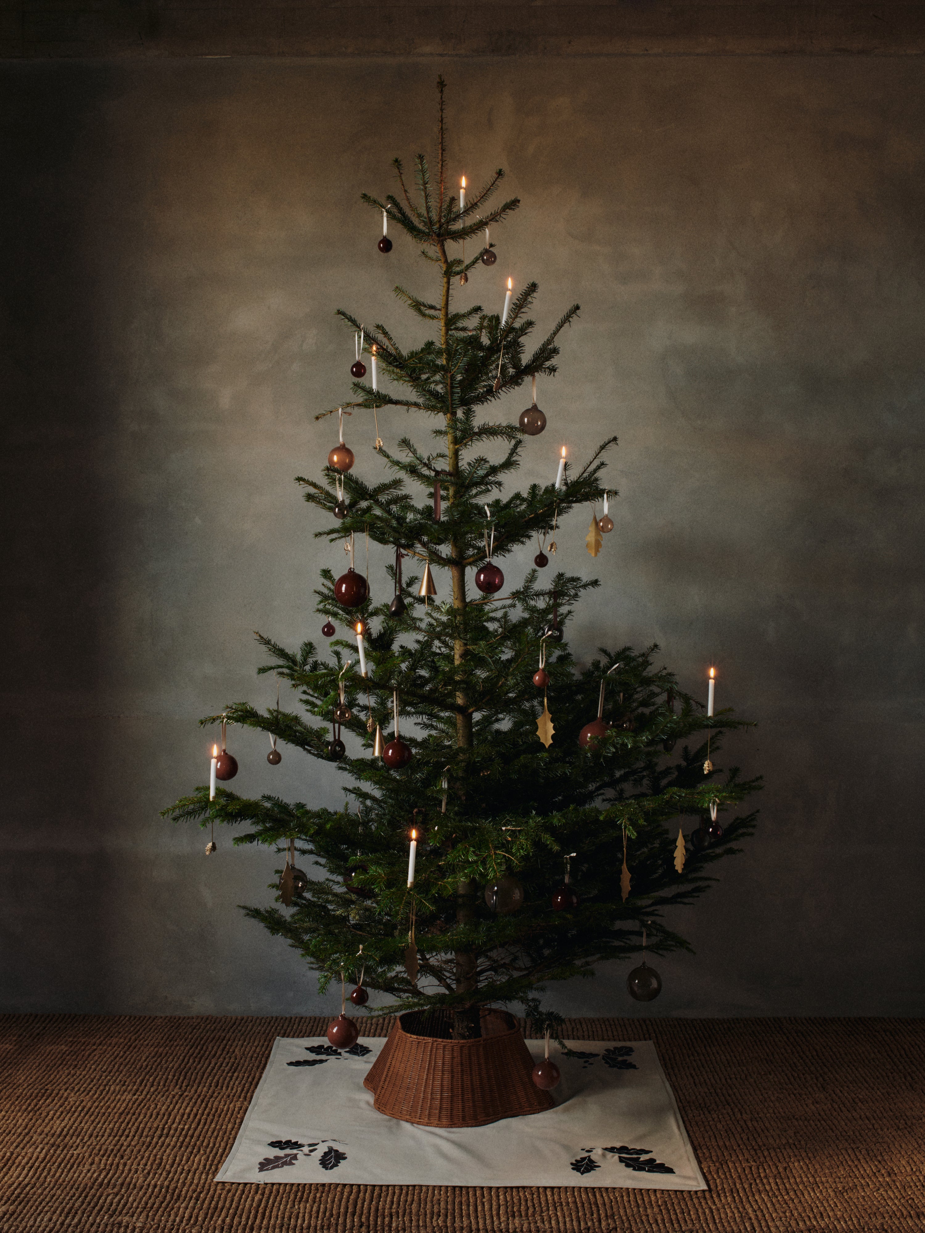 Set van kerstboomkaarsen OAK LEAF messing