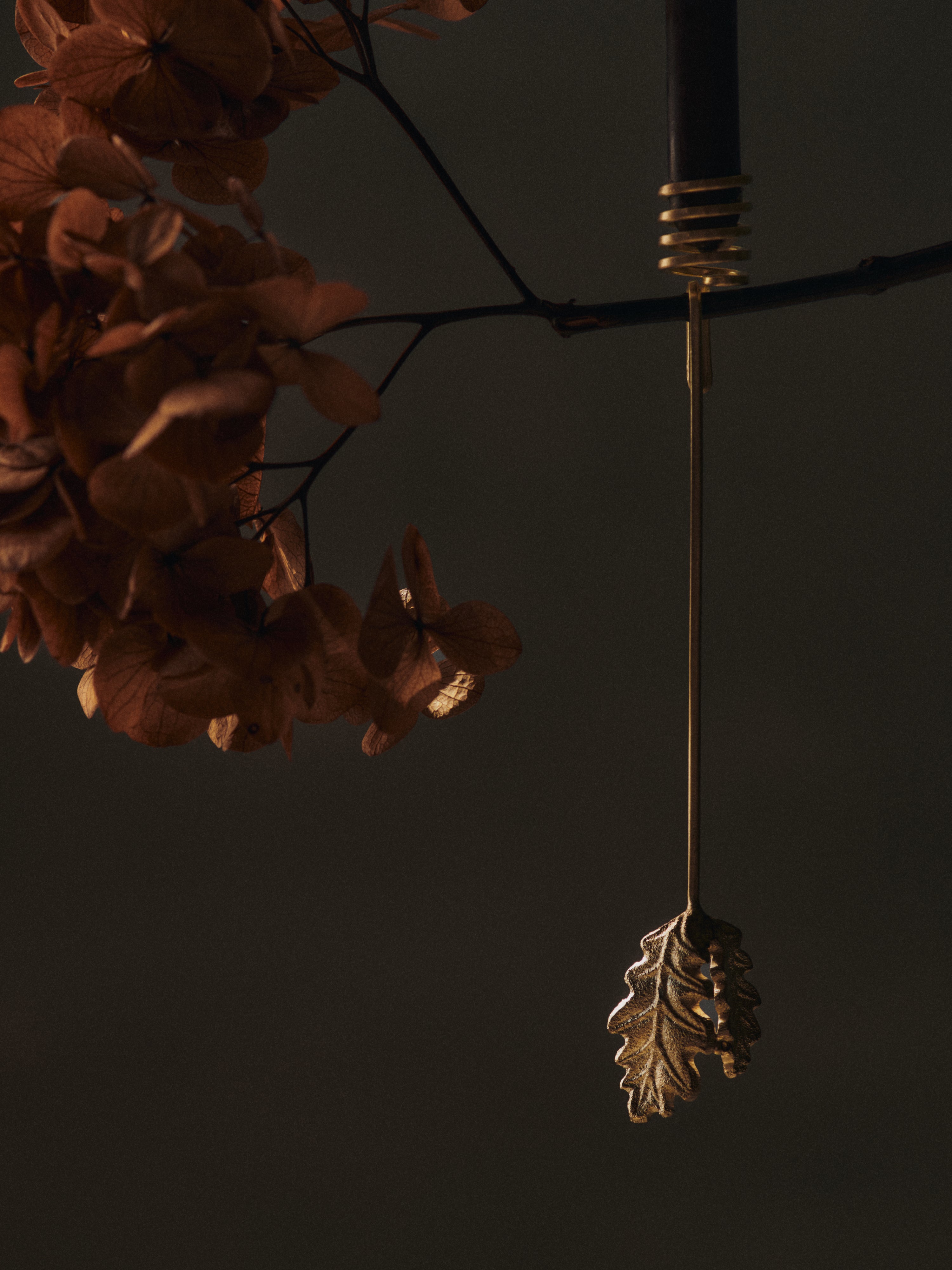 Set van kerstboomkaarsen OAK LEAF messing