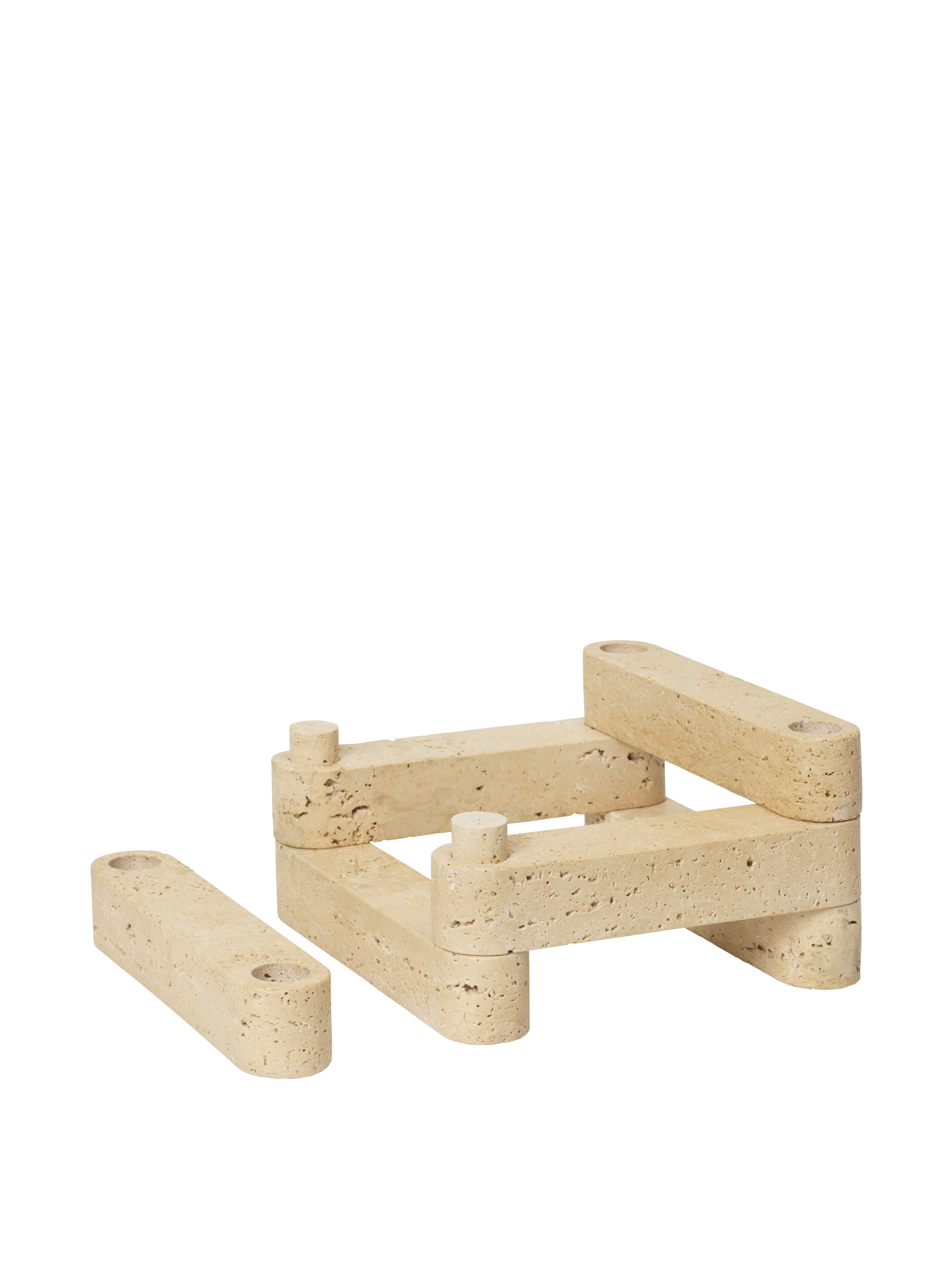 Modulaire kaarsenhouder NEWEL travertijn