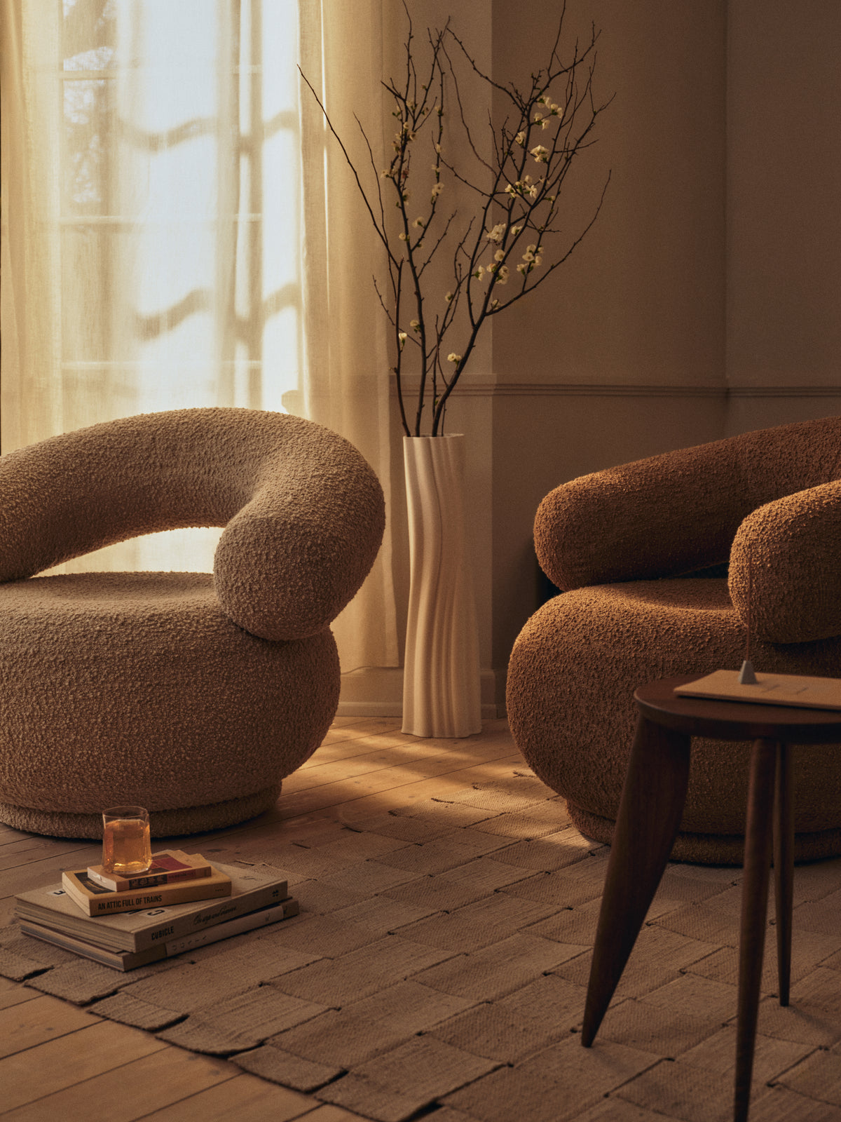 Draaifauteuil ORBO koffie boucle