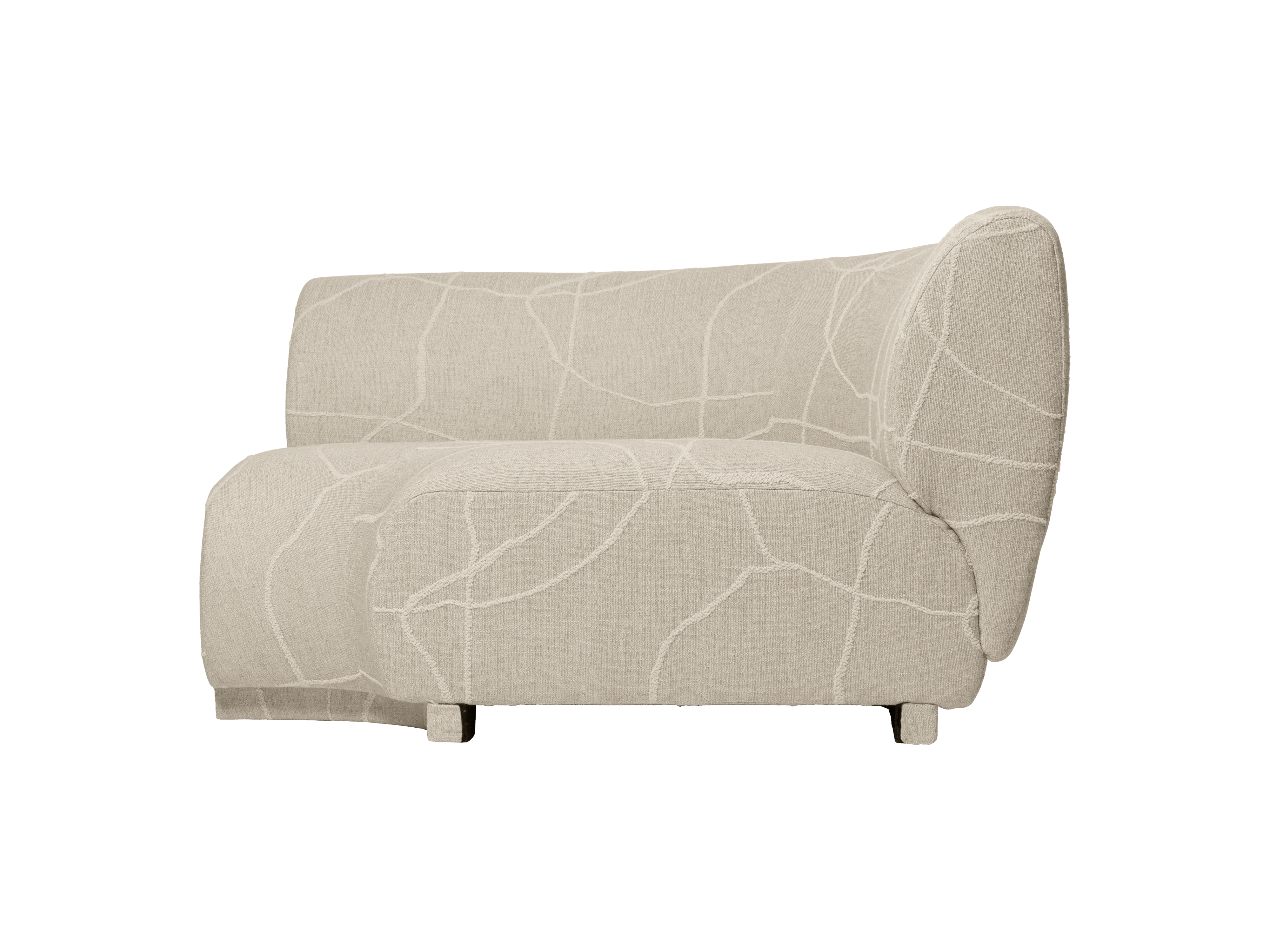 RICO Can Lis Modular Sofa - Rounded Corner Element in Sand with White