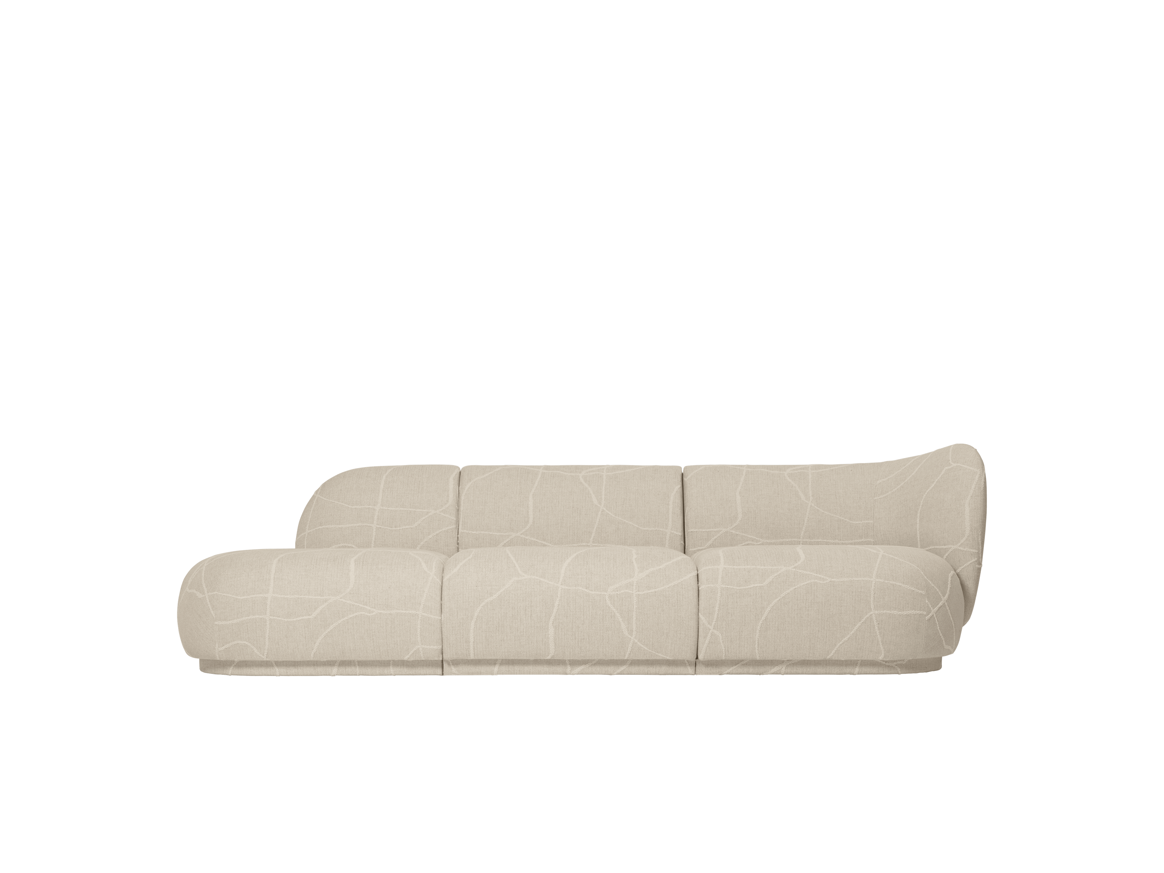 RICO Can Lis Modular Sofa - Left-Open End Element in Sand with White