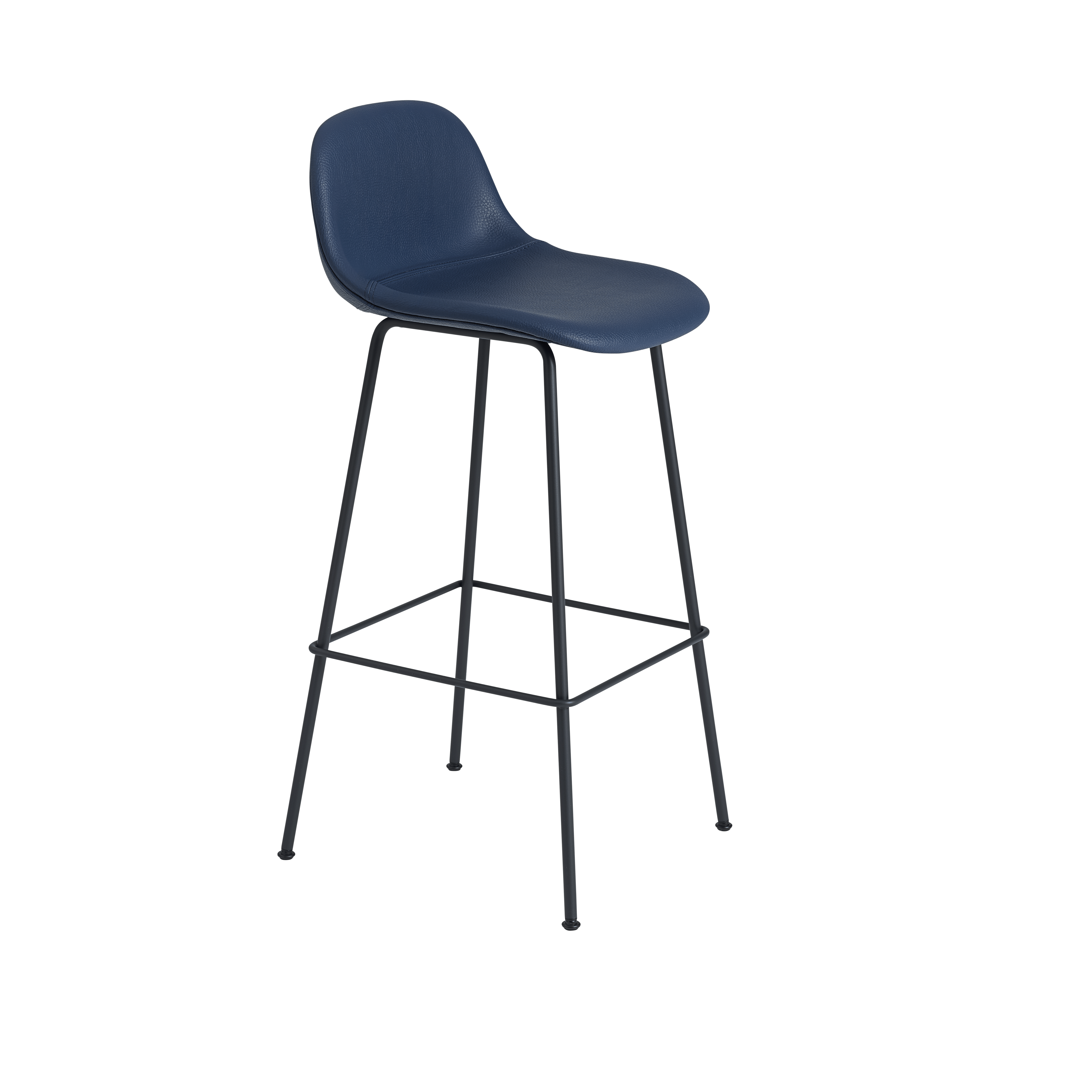 Personalized FIBER Bar Stool with Upholstered Seat and Steel Base