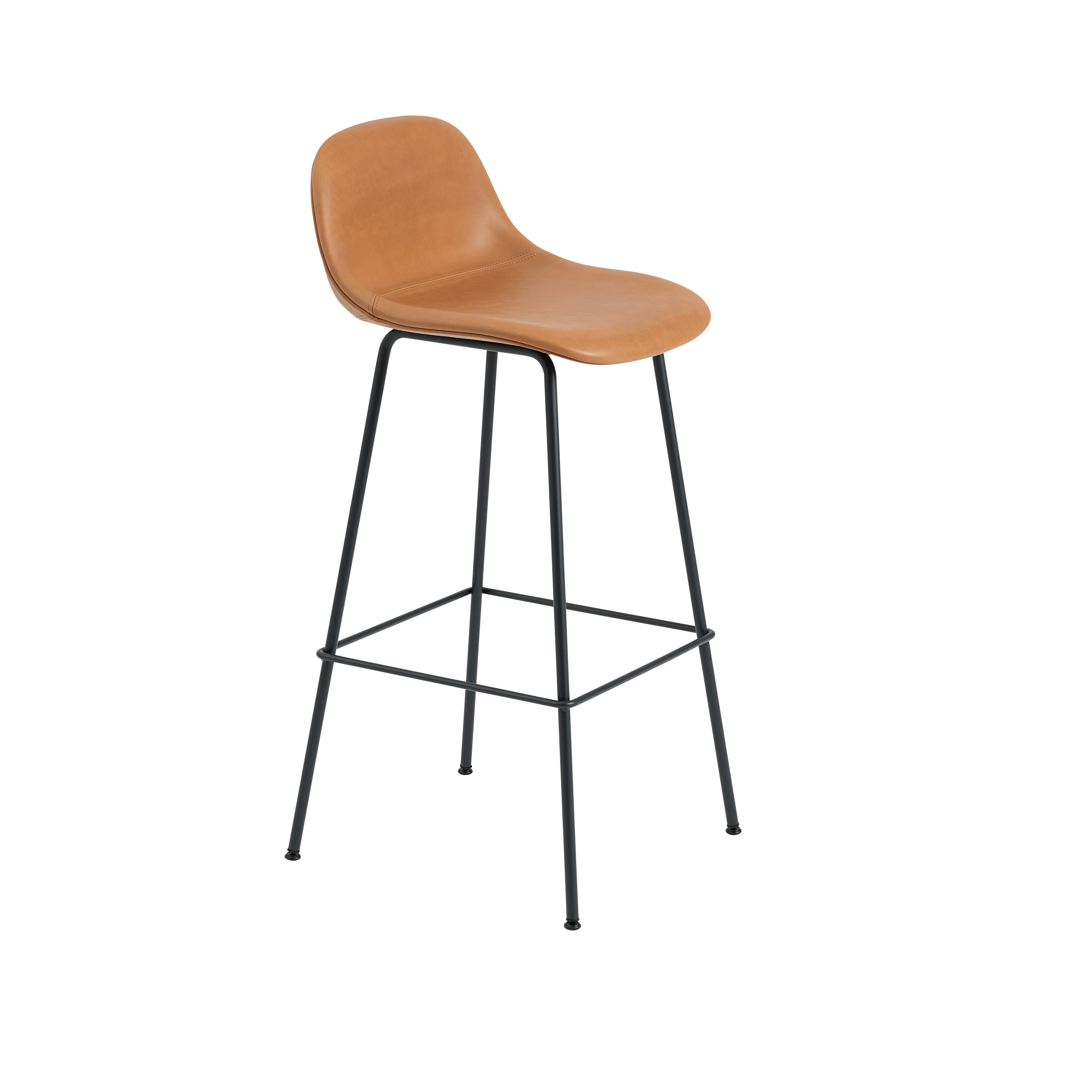 Personalized FIBER Bar Stool with Upholstered Seat and Steel Base