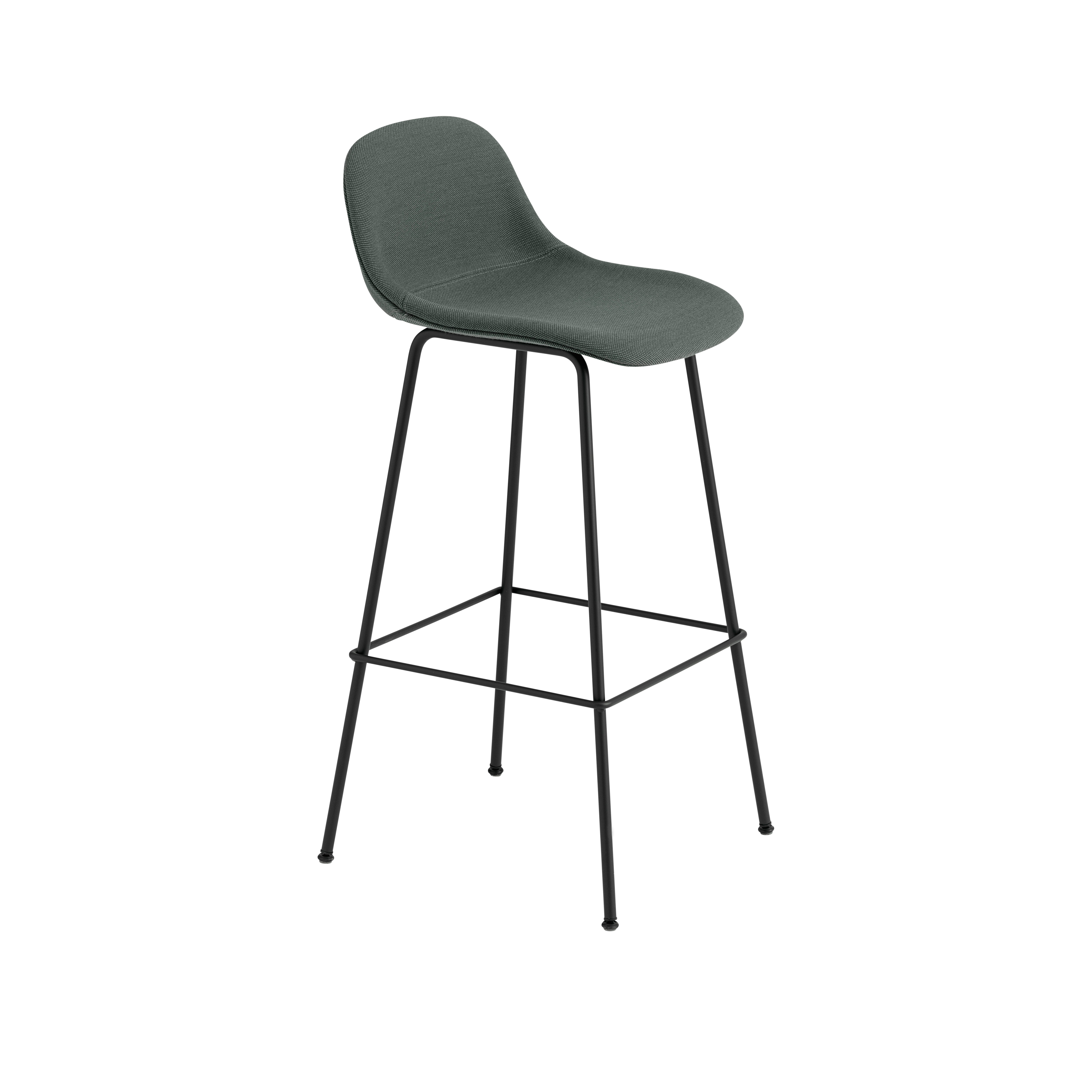 Personalized FIBER Bar Stool with Upholstered Seat and Steel Base