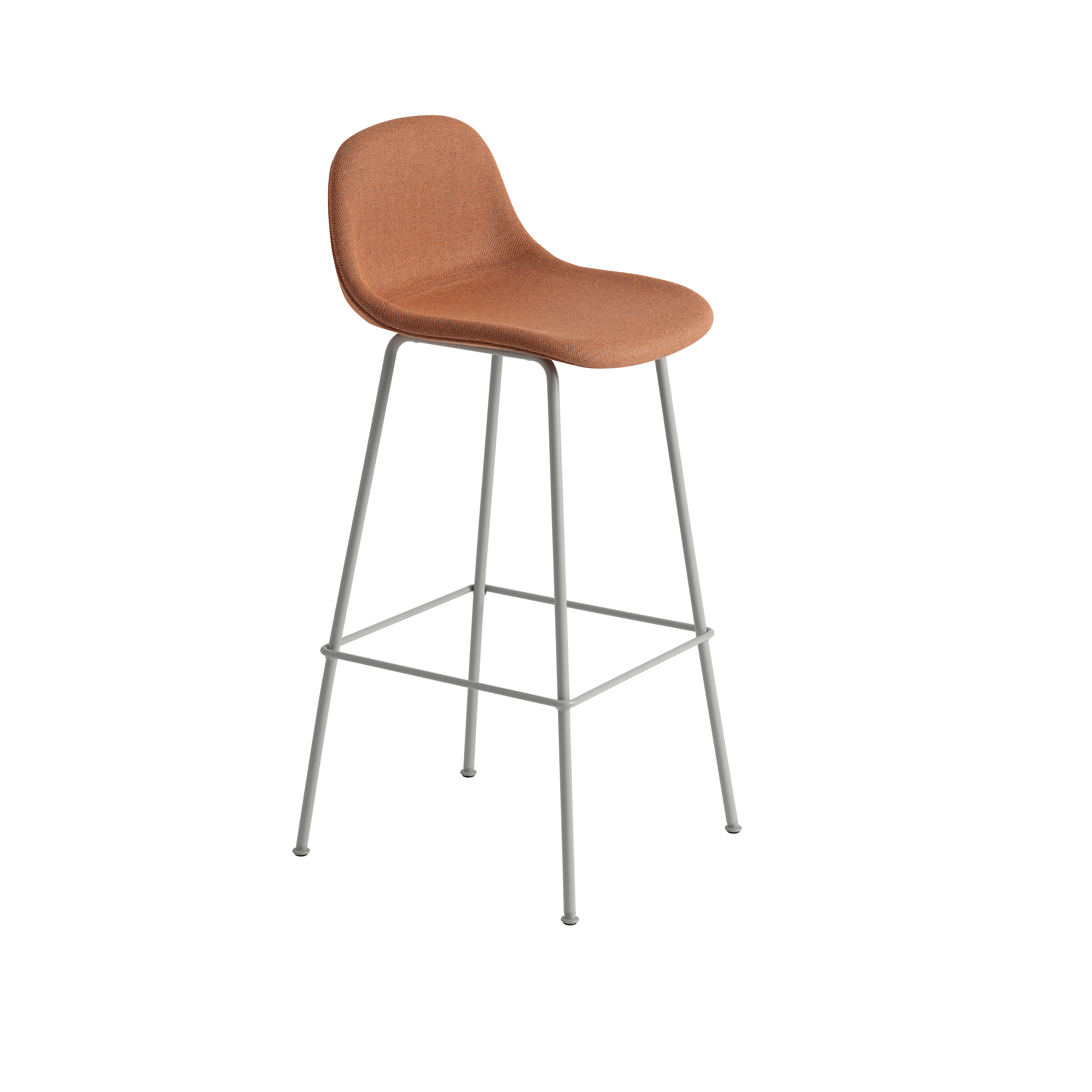 Personalized FIBER Bar Stool with Upholstered Seat and Steel Base