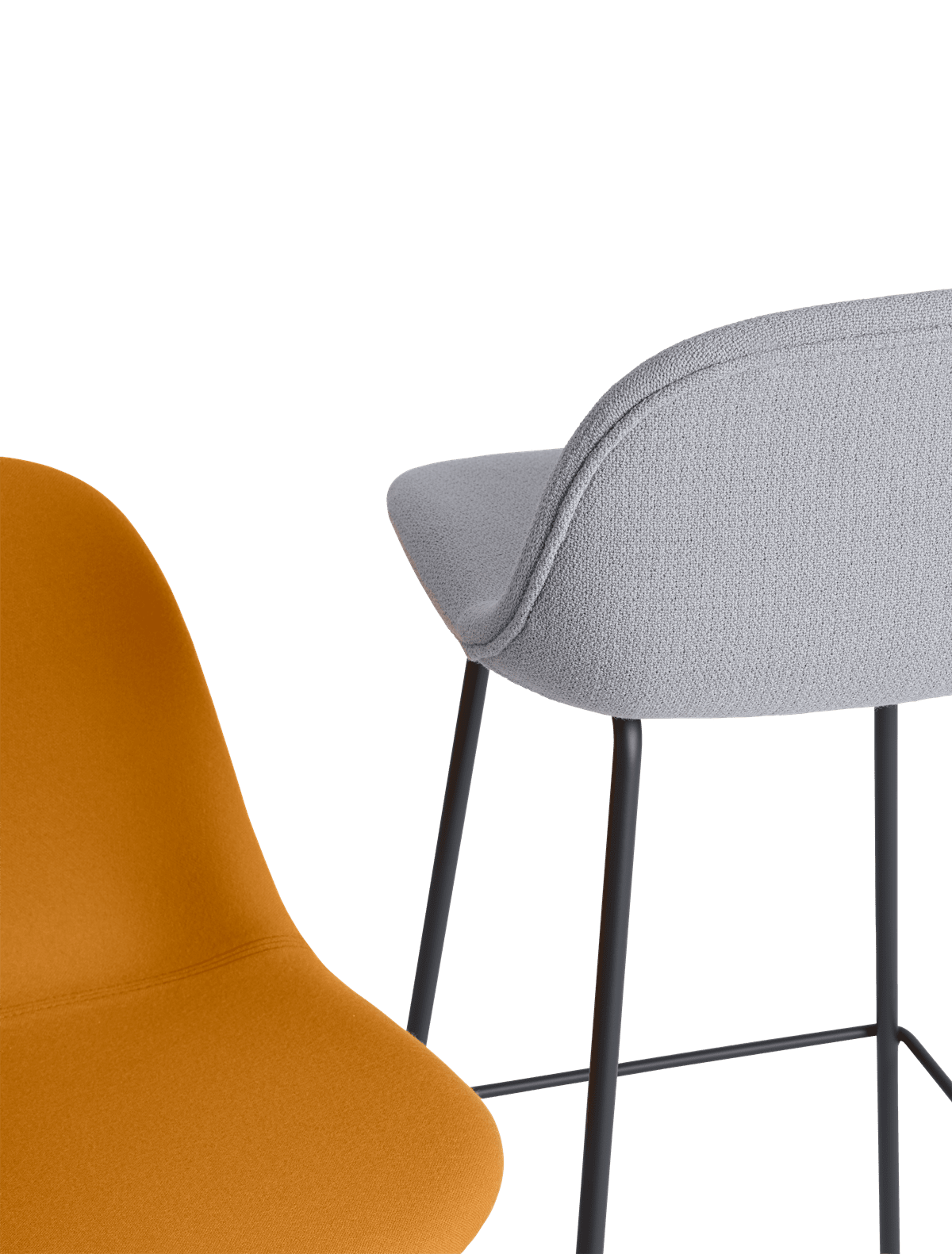 Personalized FIBER Bar Stool with Upholstered Seat and Steel Base