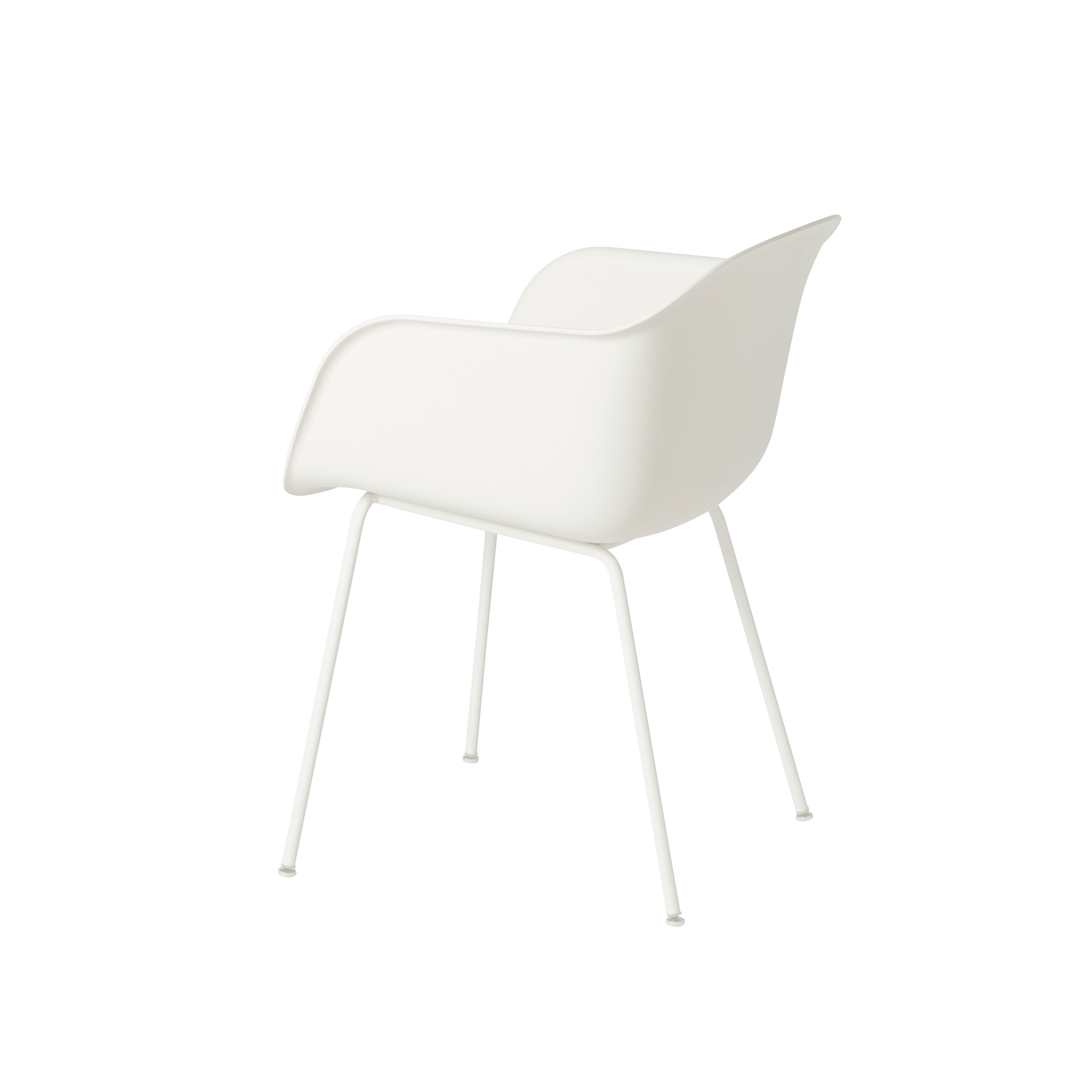 Wit FIBER fauteuil met armleuningen en stalen basis