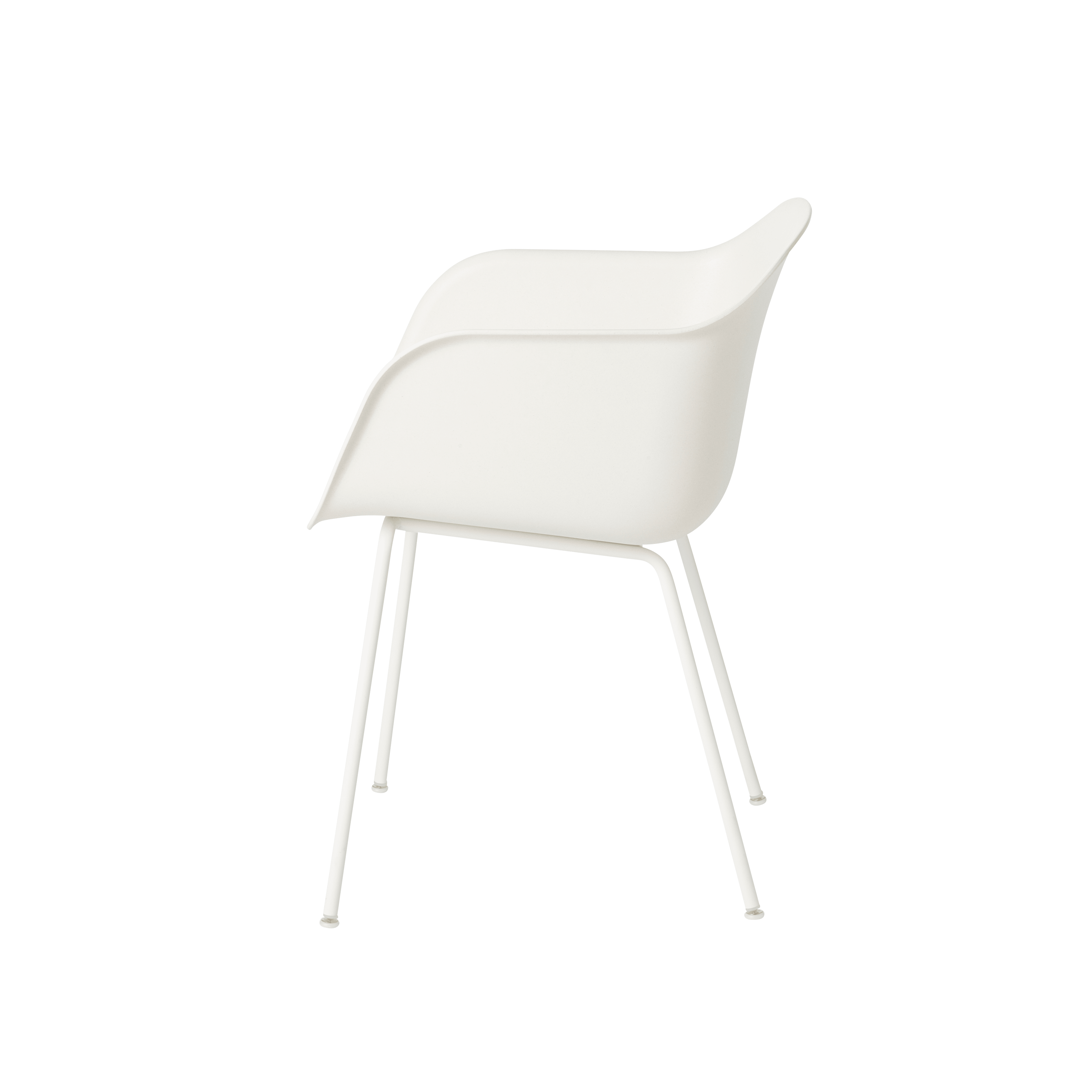 Wit FIBER fauteuil met armleuningen en stalen basis