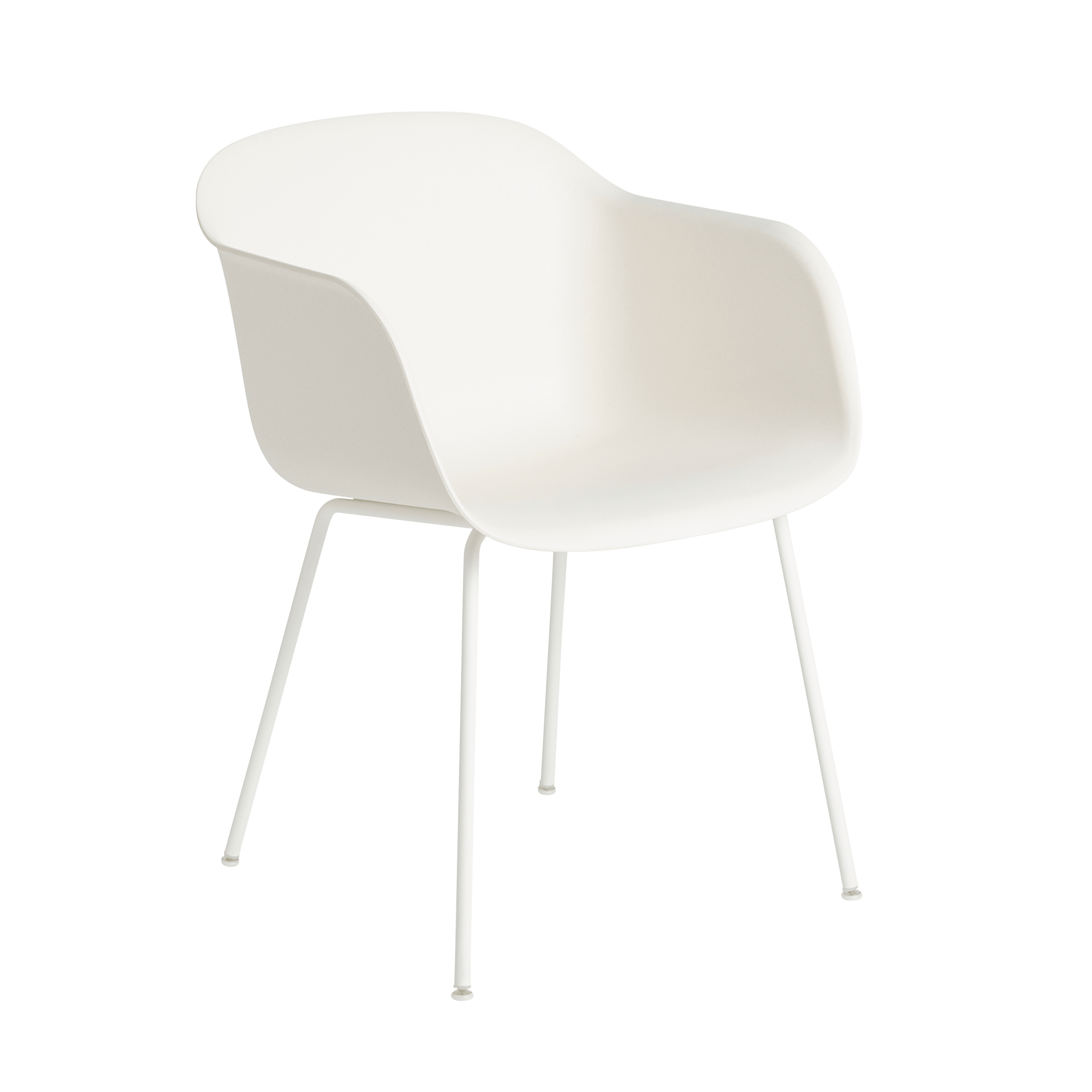 Wit FIBER fauteuil met armleuningen en stalen basis