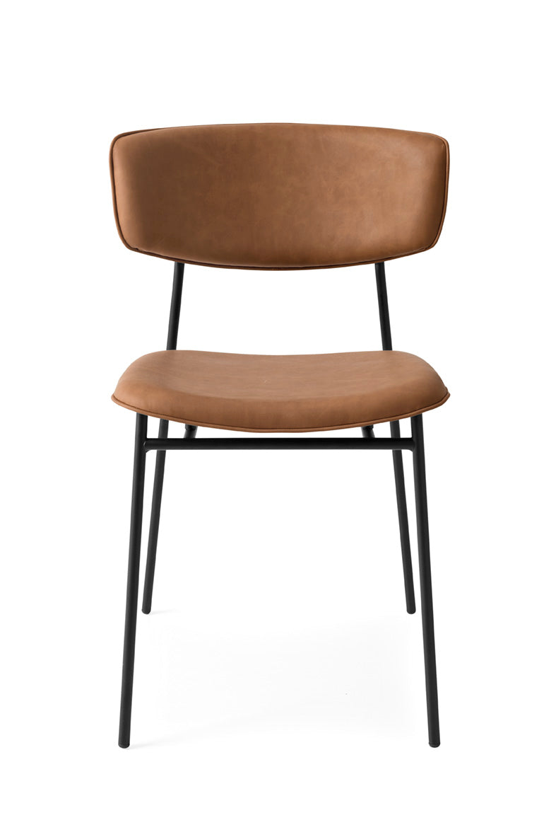 Gestoffeerde FIFTIES stoel met zwarte basis