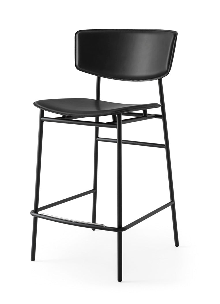 FIFTIES upholstered bar stool with a black base