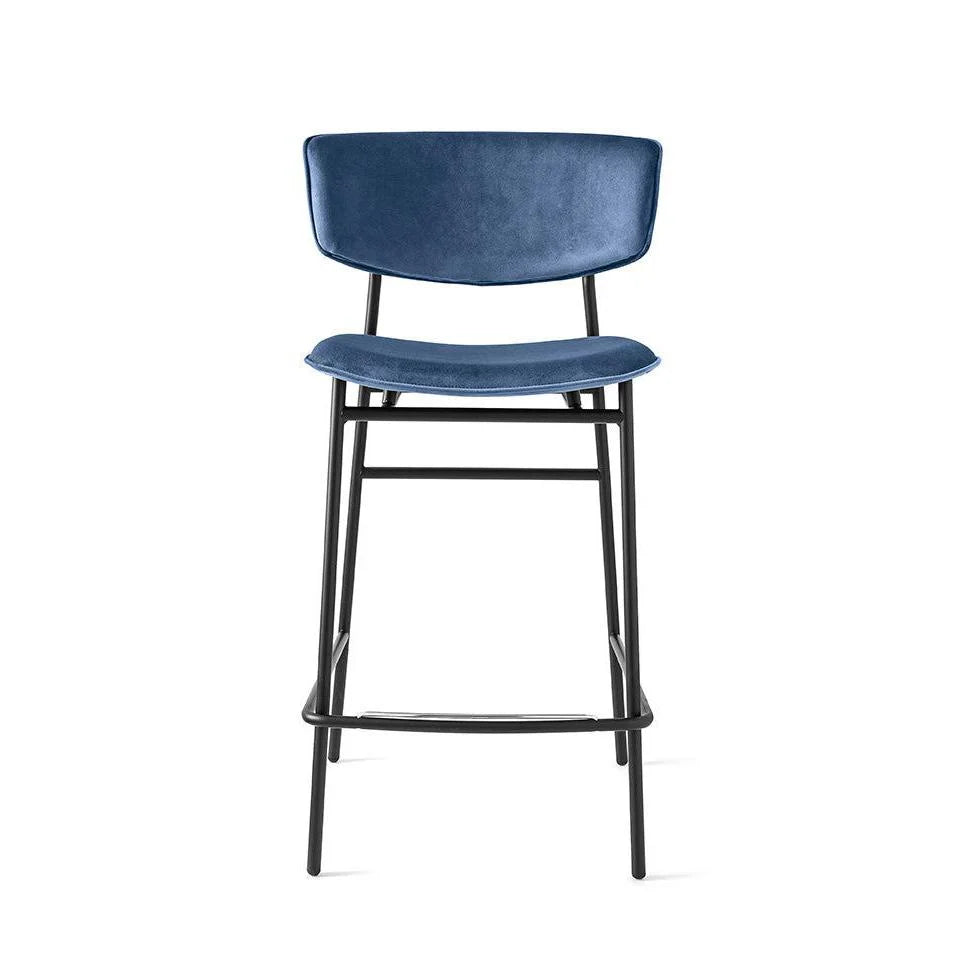 FIFTIES upholstered bar stool with a black base
