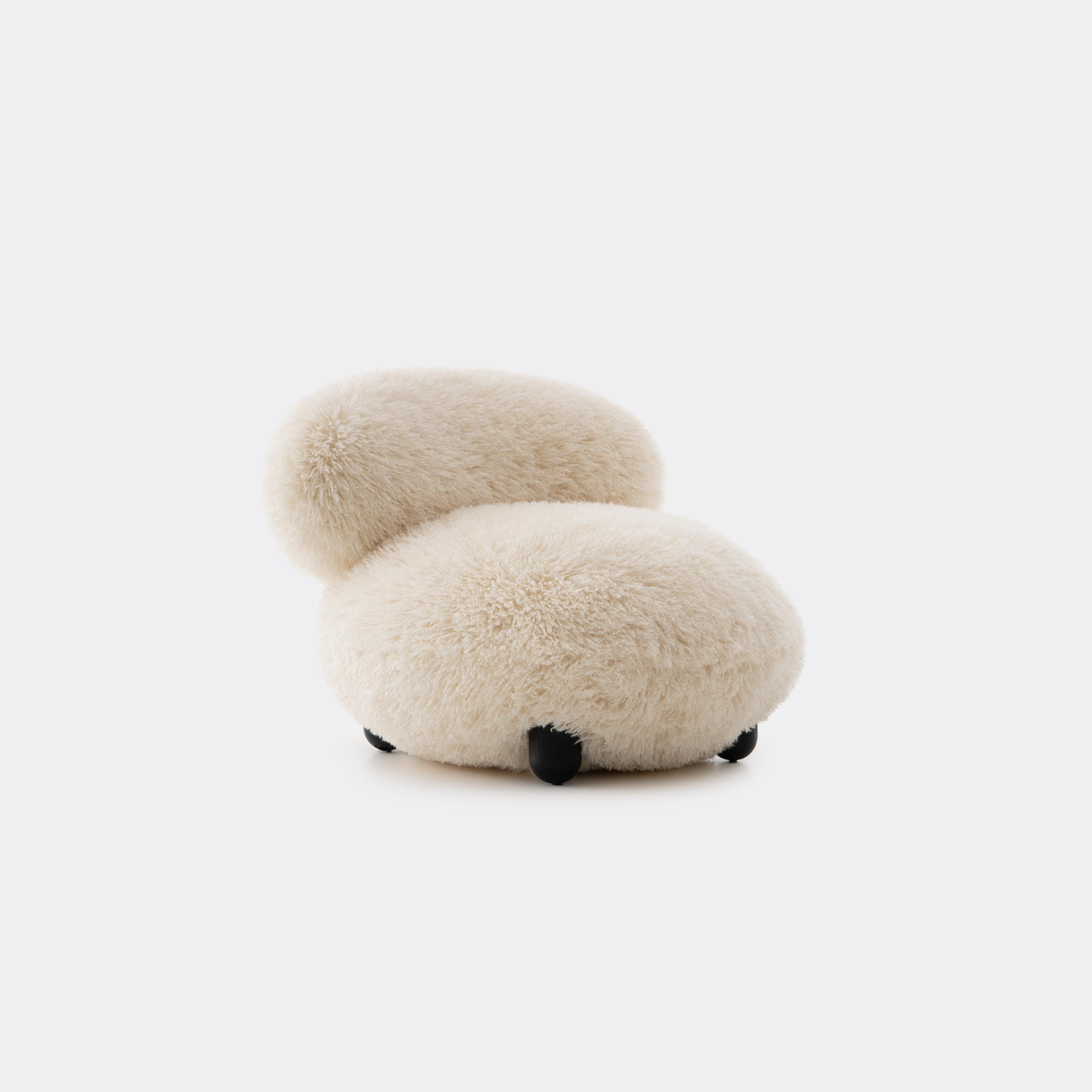 FLOCK Armchair - FLUFFY EDITION artificial fur with a wooden base