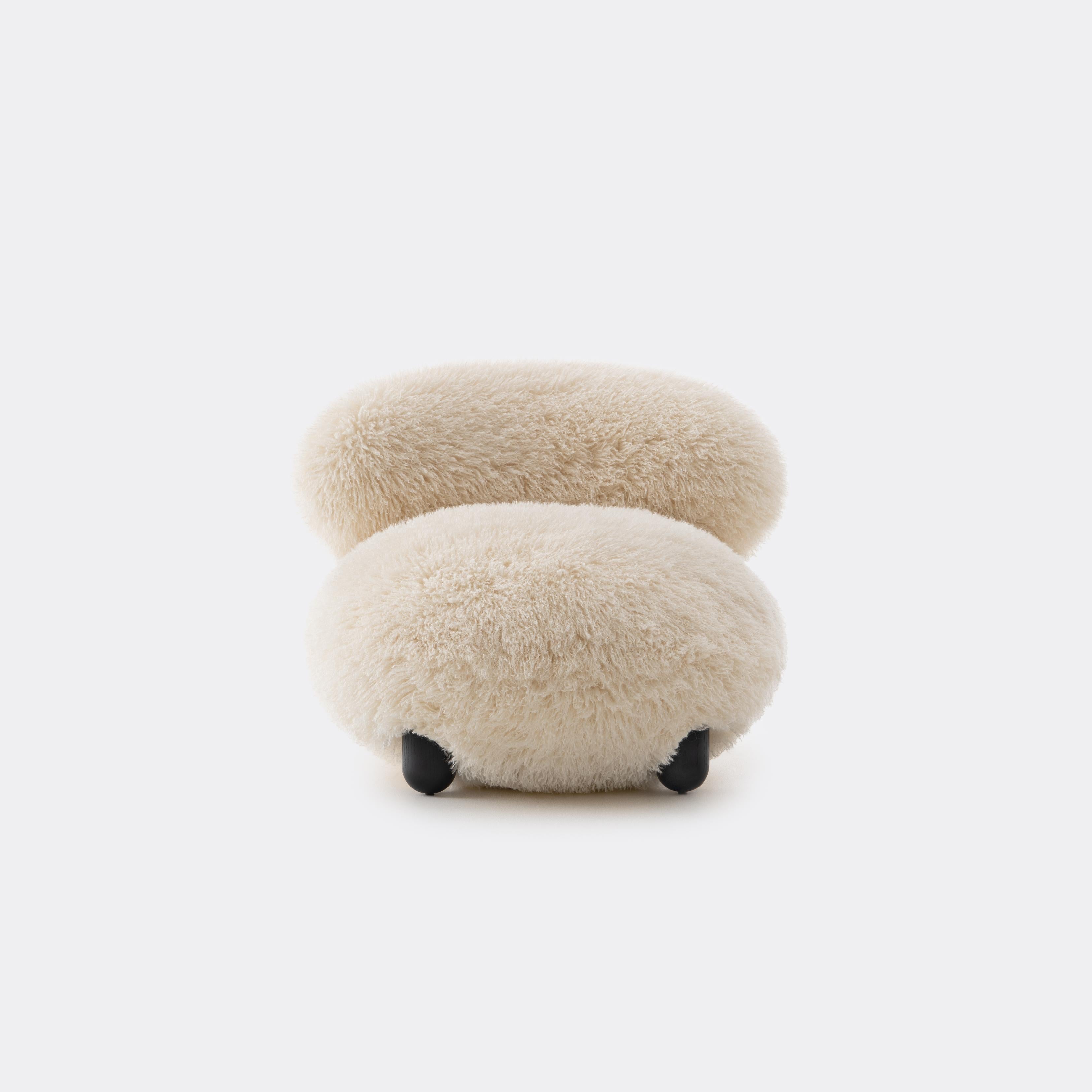 FLOCK Armchair - FLUFFY EDITION artificial fur with a wooden base