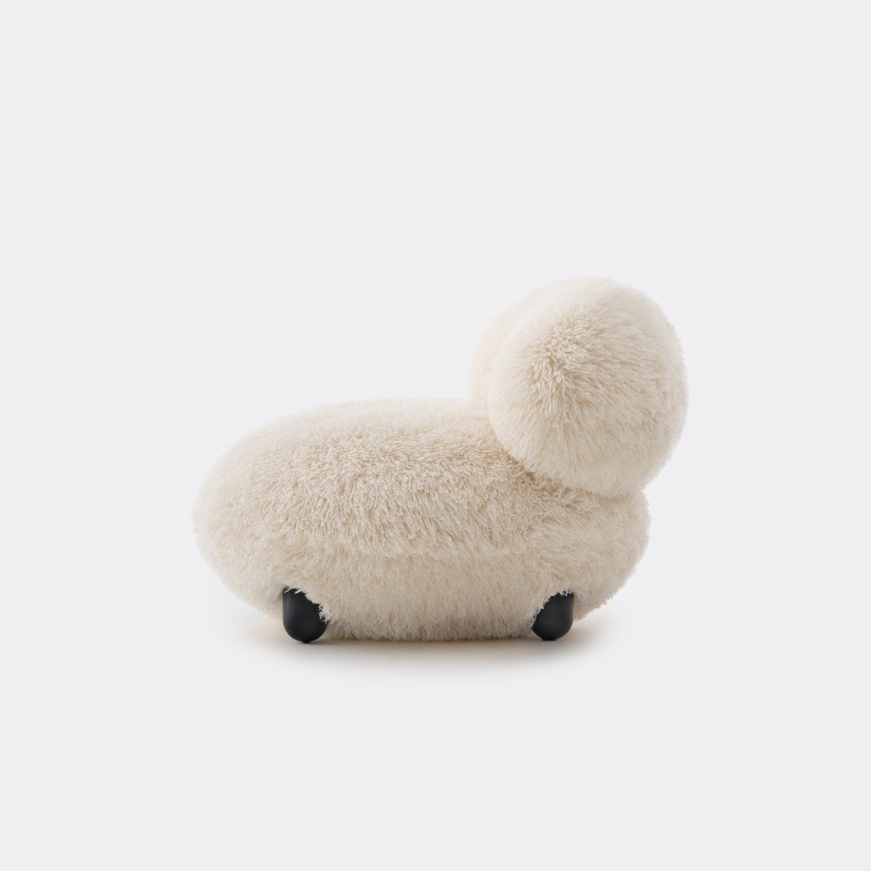 FLOCK Armchair - FLUFFY EDITION artificial fur with a wooden base