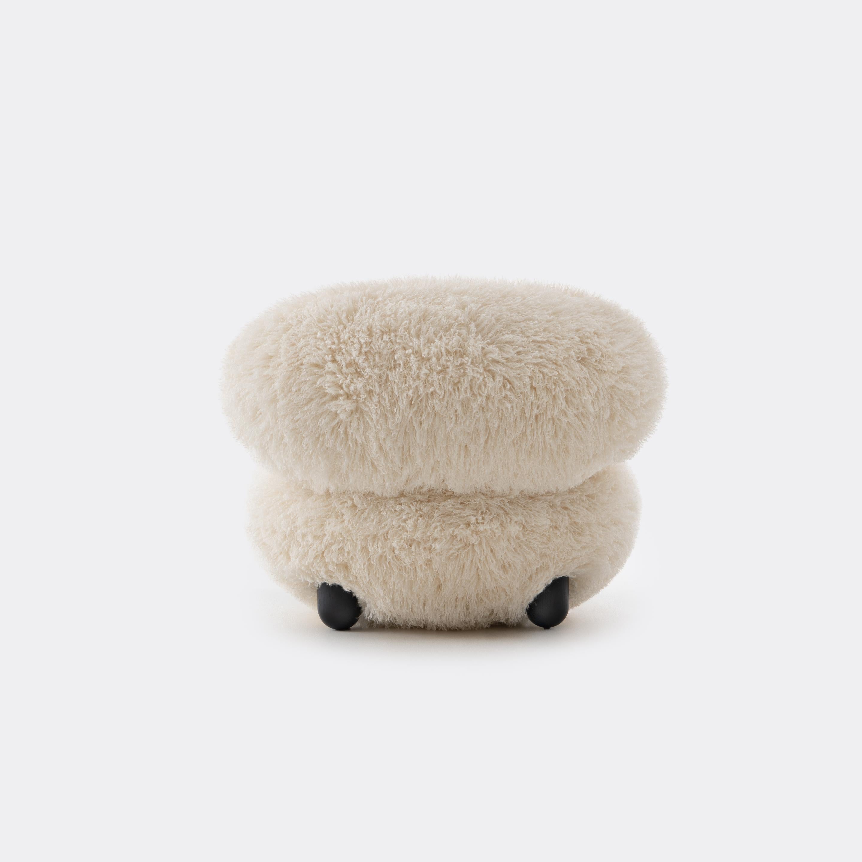 FLOCK Armchair - FLUFFY EDITION artificial fur with a wooden base