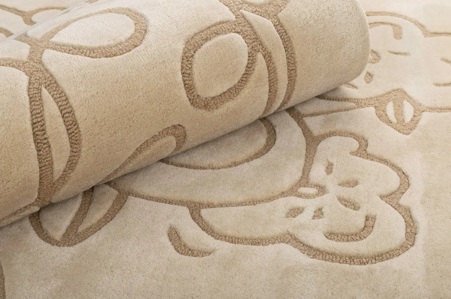 Vloerkleed FLORENCE beige met koffiebruin