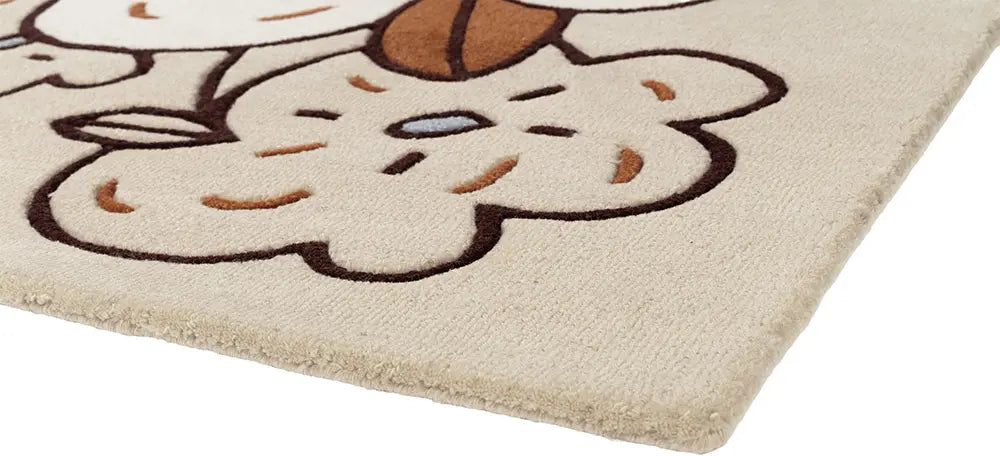 Teppich FLORENCE beige mit marineblauen und braunen Akzenten