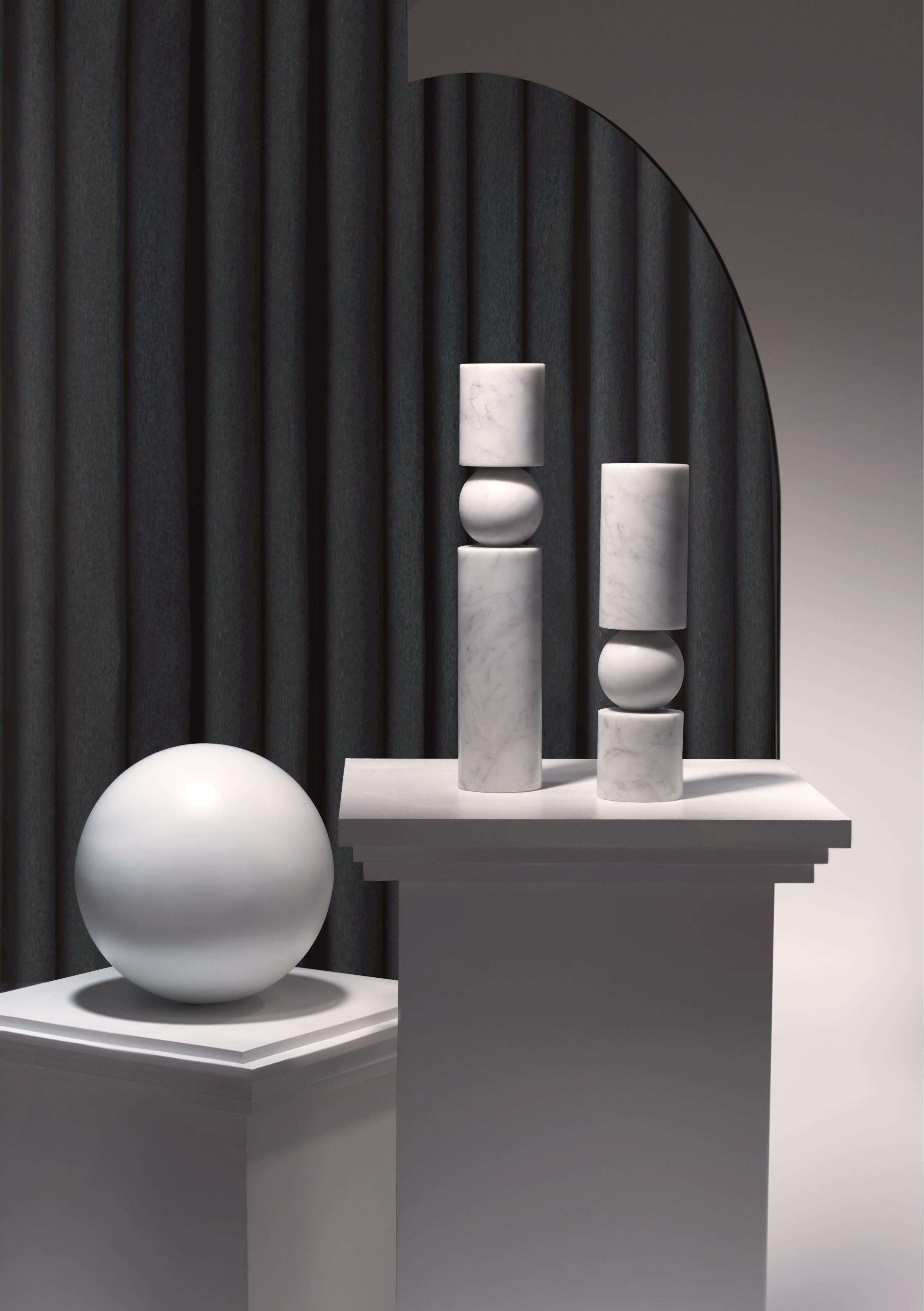 Kaarsenhouder FULCRUM witte marmer