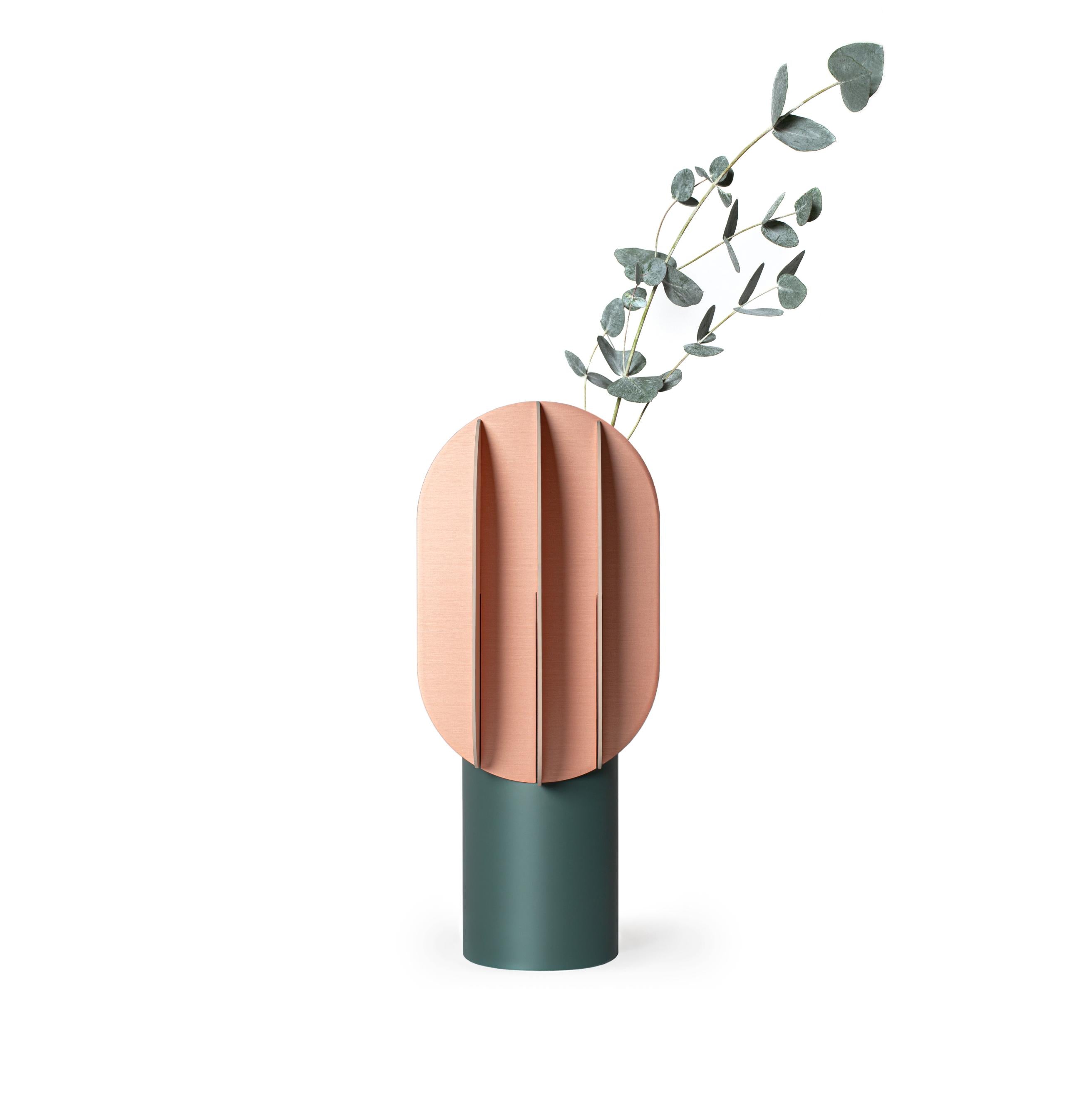 GABO vase green with beige and copper