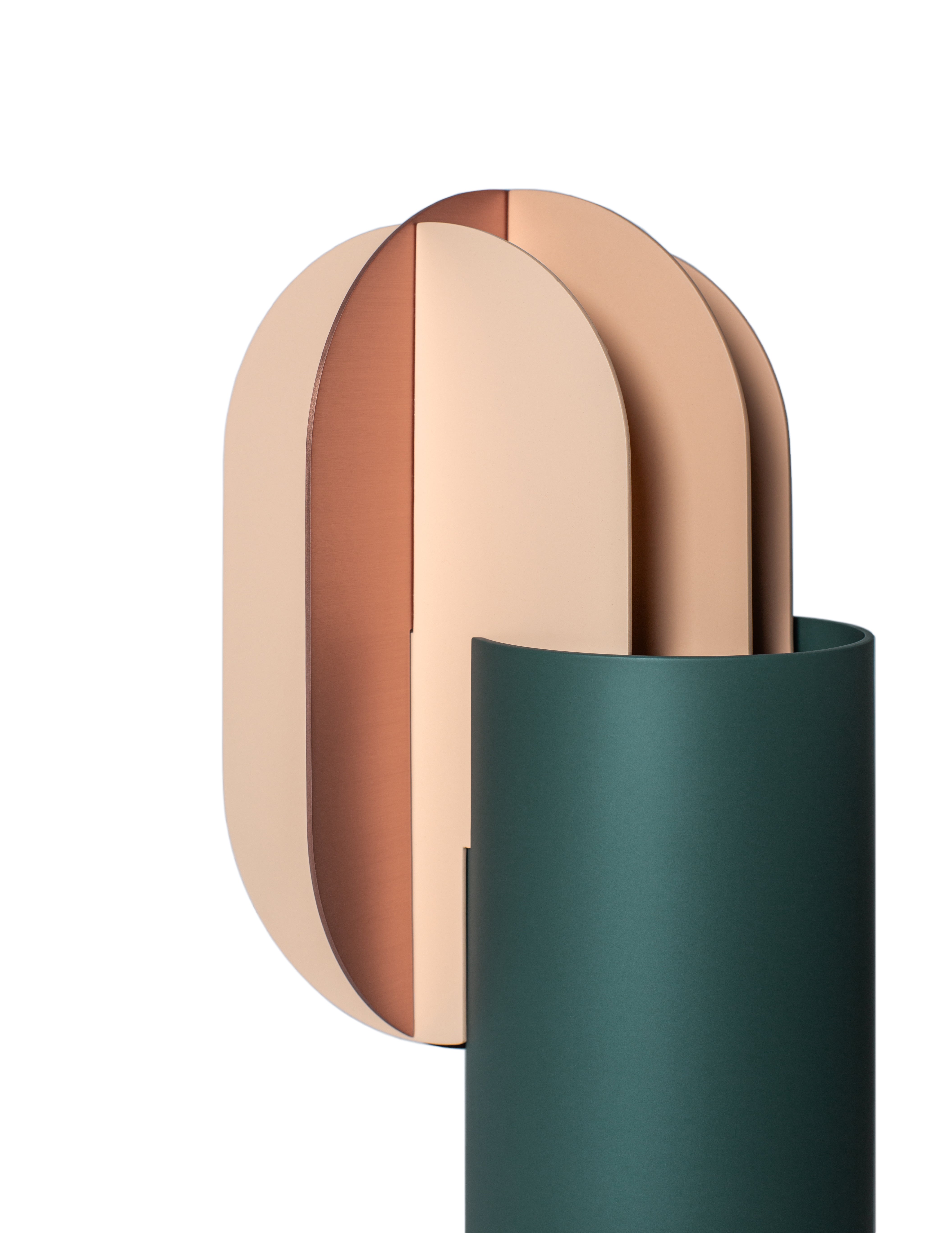 GABO vase green with beige and copper