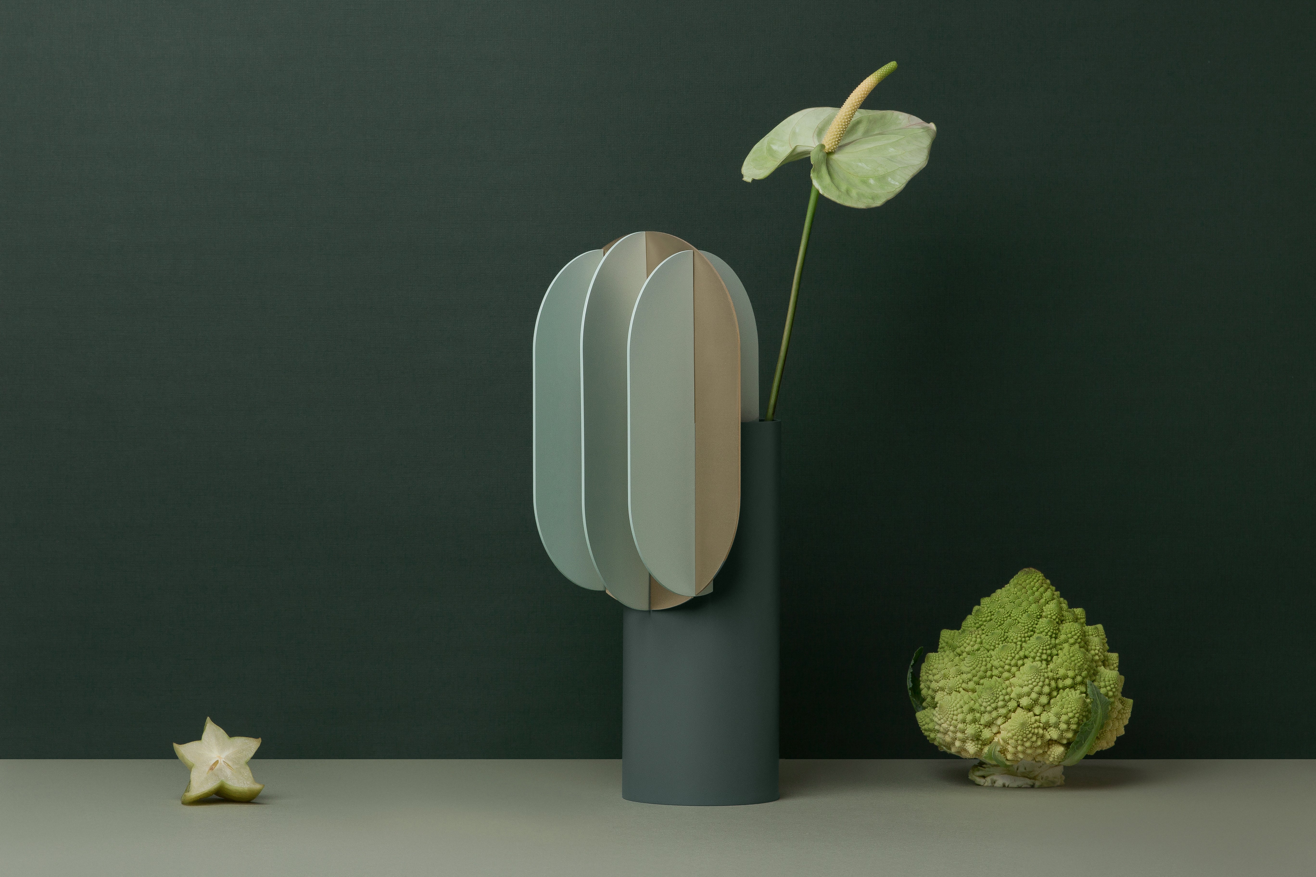 GABO Green Vase with Brass