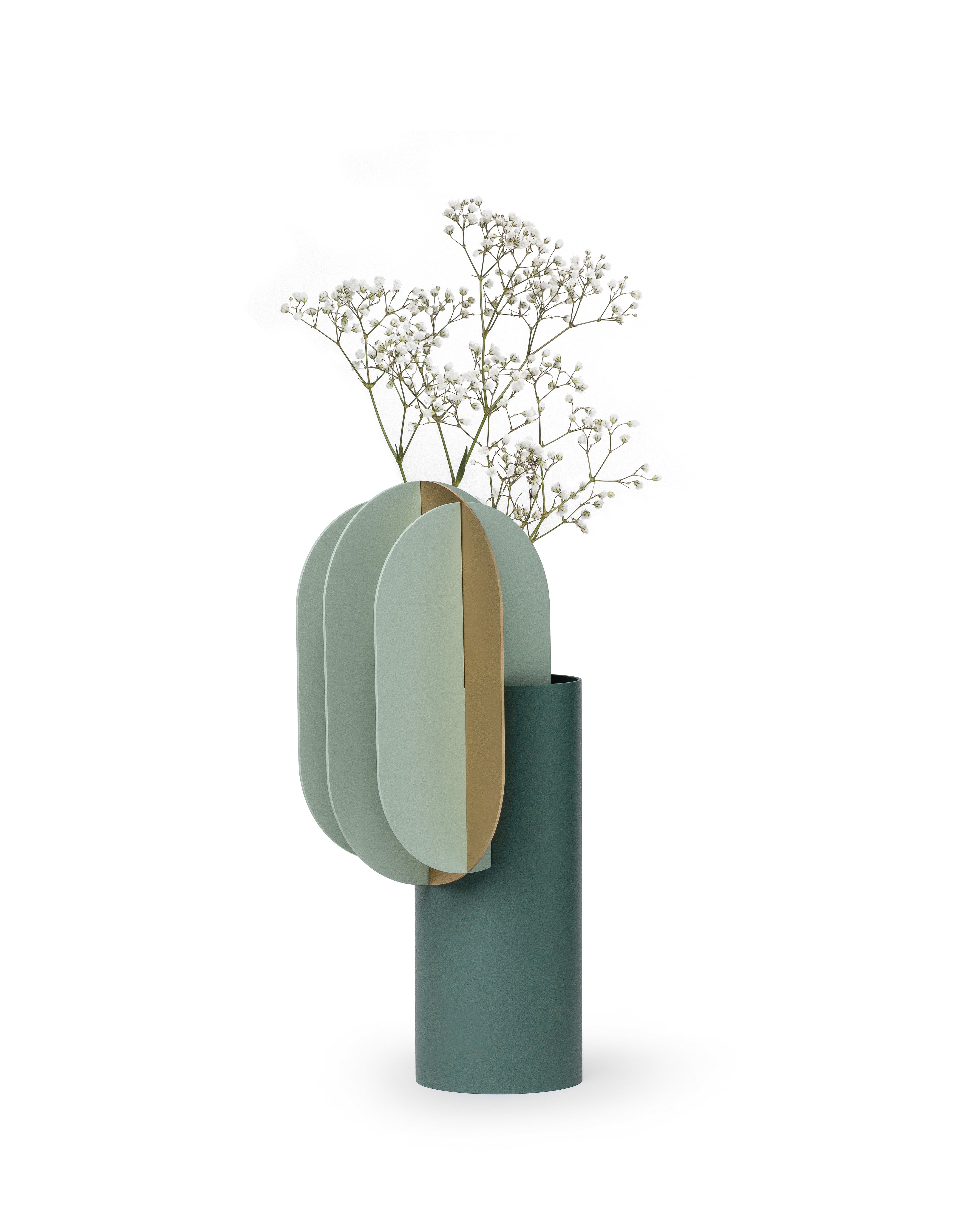 GABO Green Vase with Brass