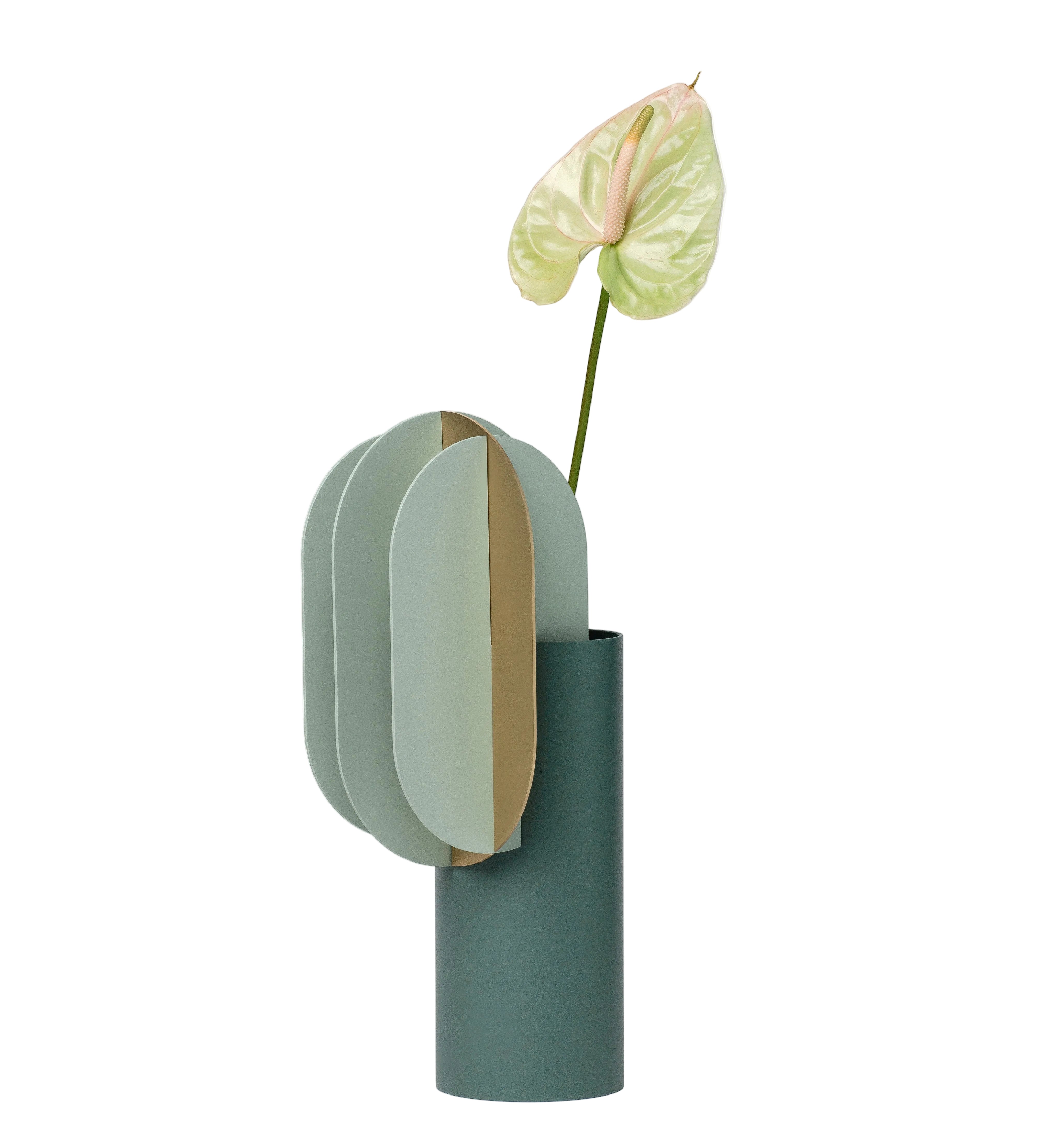 GABO Green Vase with Brass