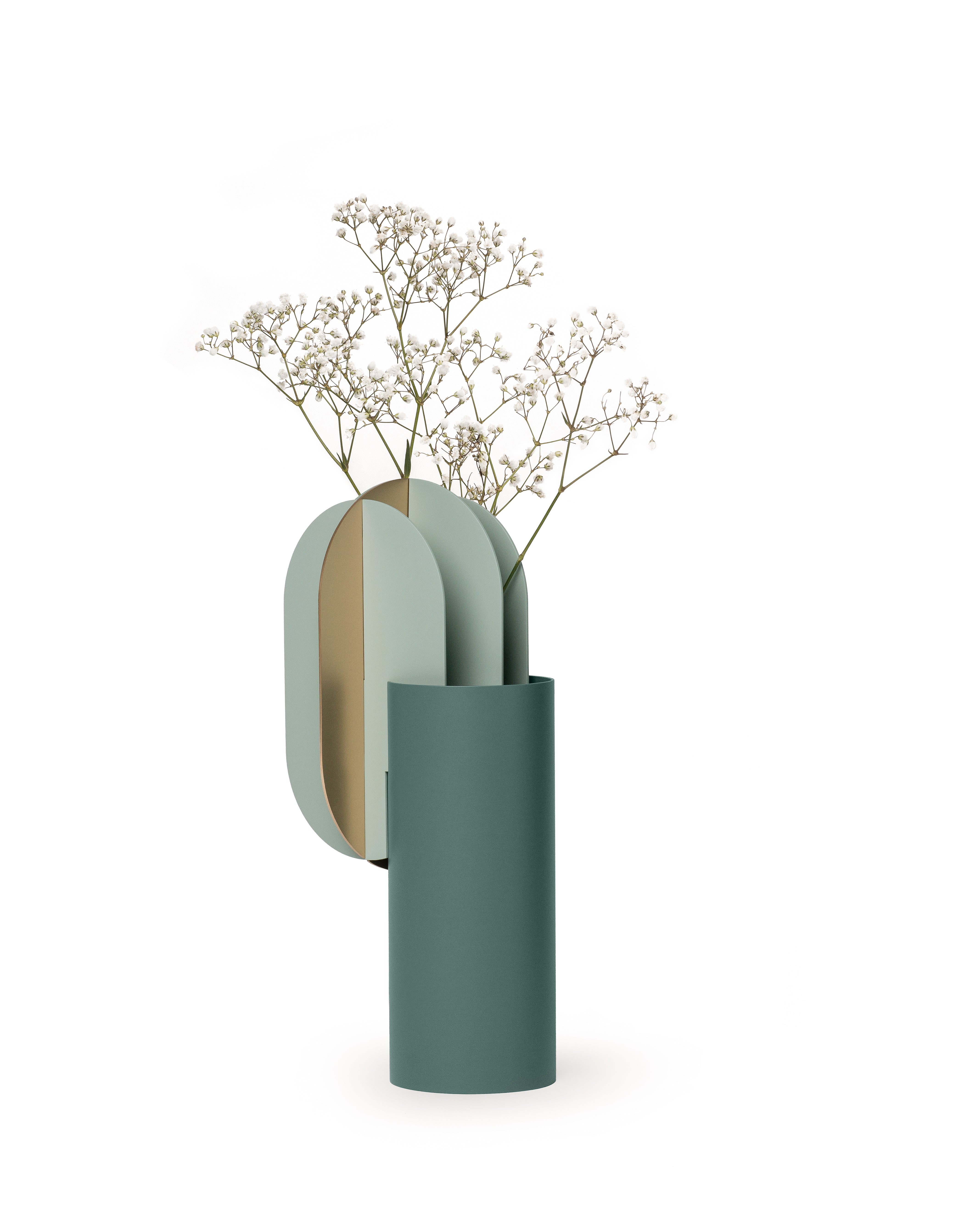 GABO Green Vase with Brass