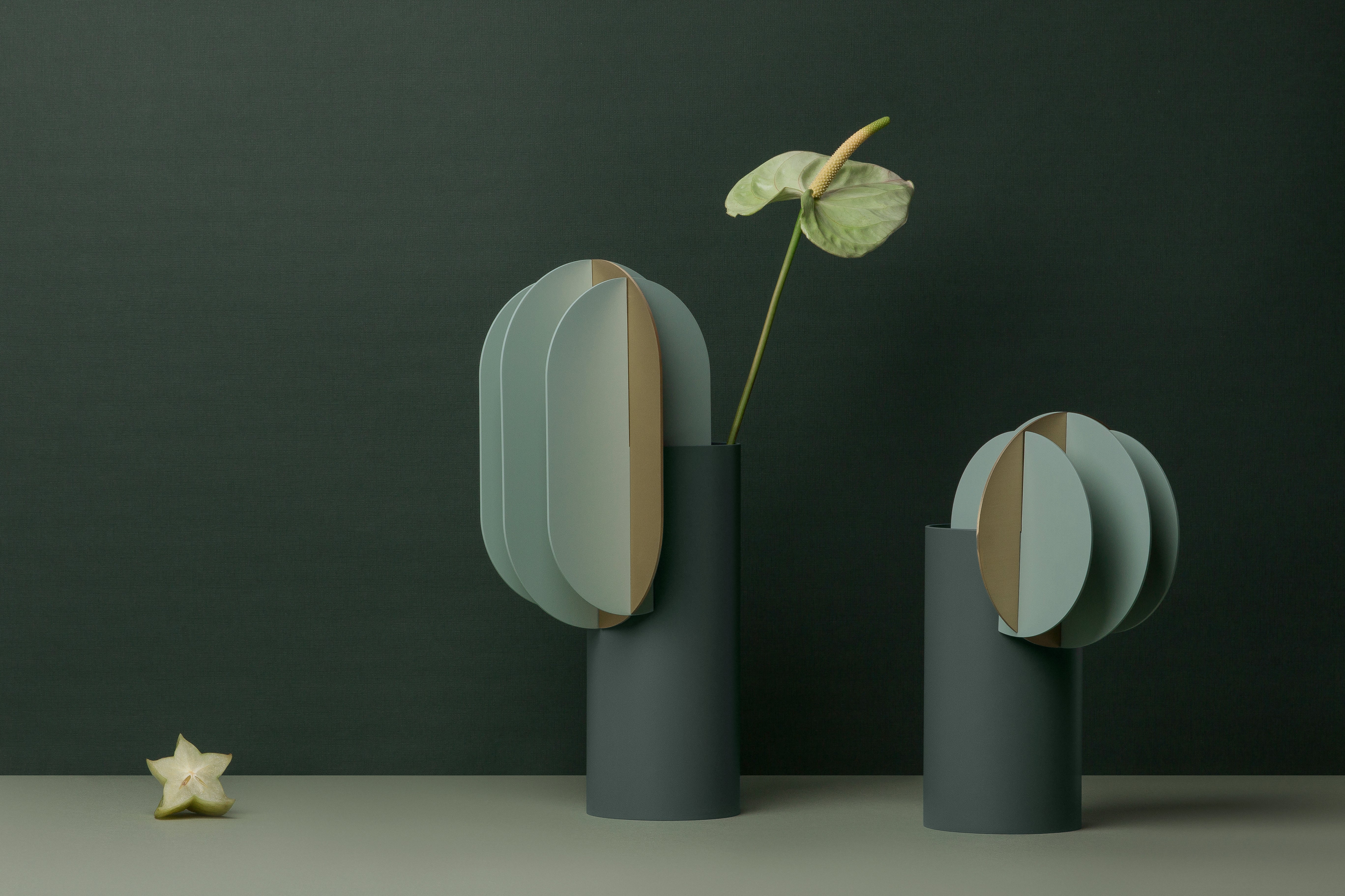 GABO Green Vase with Brass