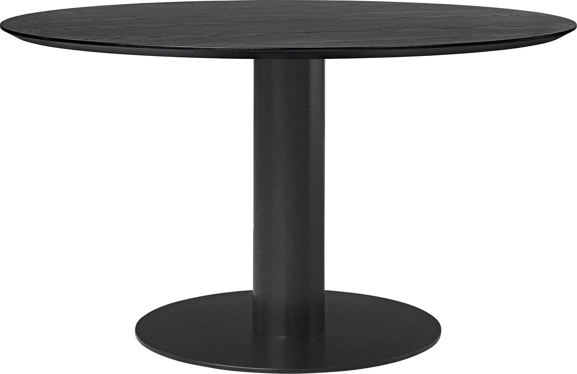 Runder Tisch 2.0 aus schwarzem Eschenholz mit schwarzem Gestell
