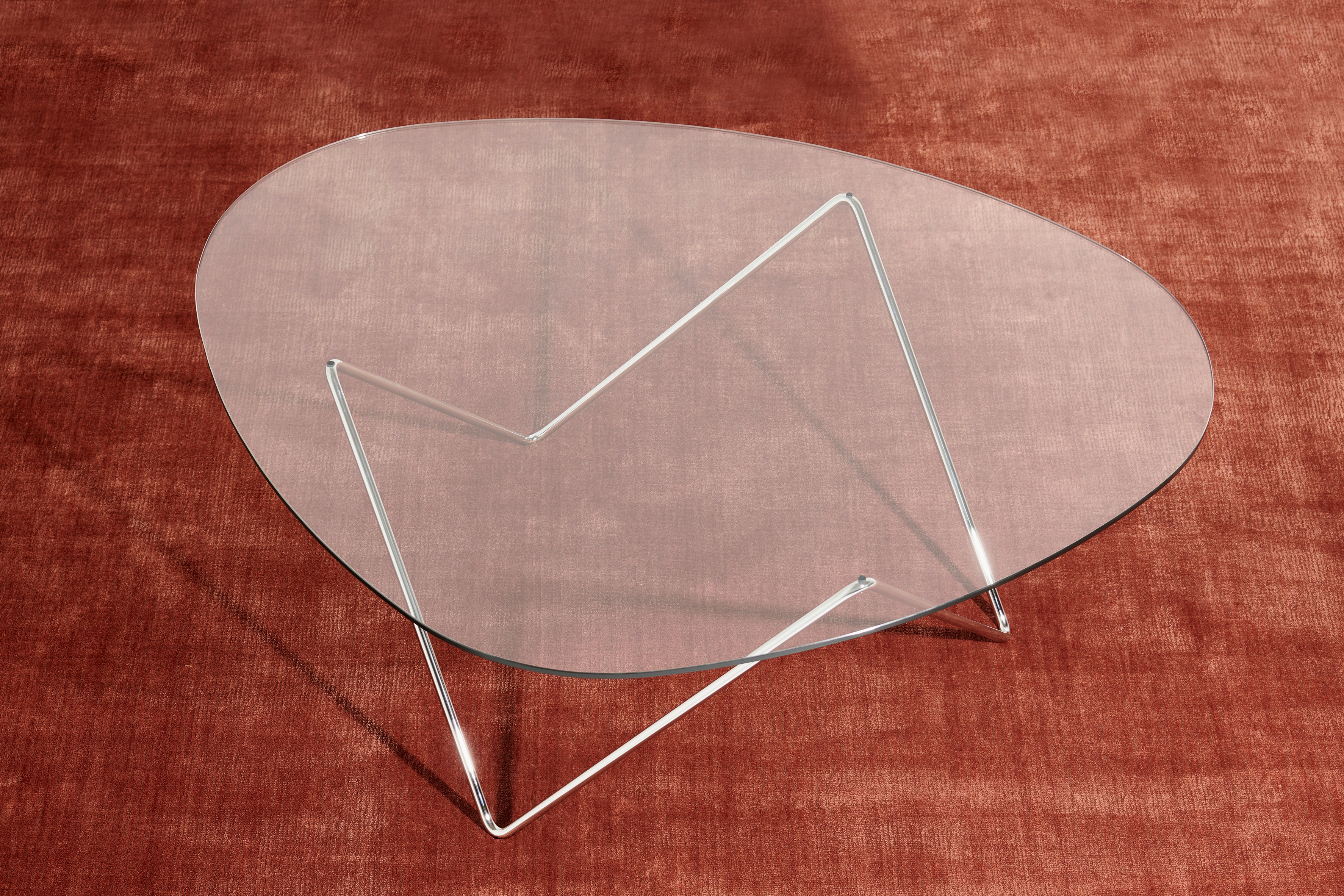 PEDRERA Coffee Table with Smoked Glass and Chrome Base