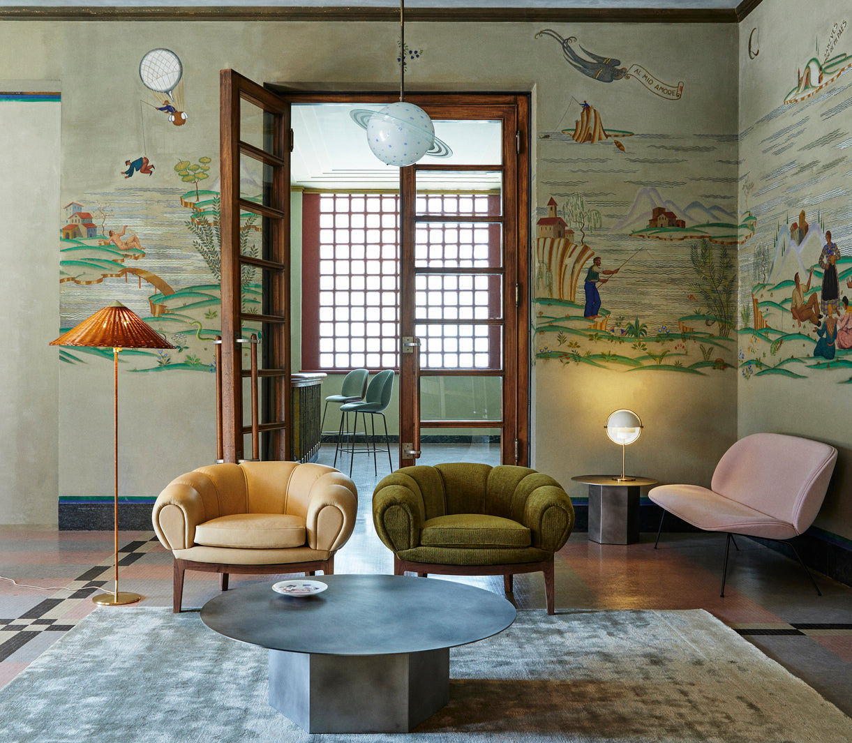 Sofa 2-zits BEETLE gestoffeerd met zwarte basis