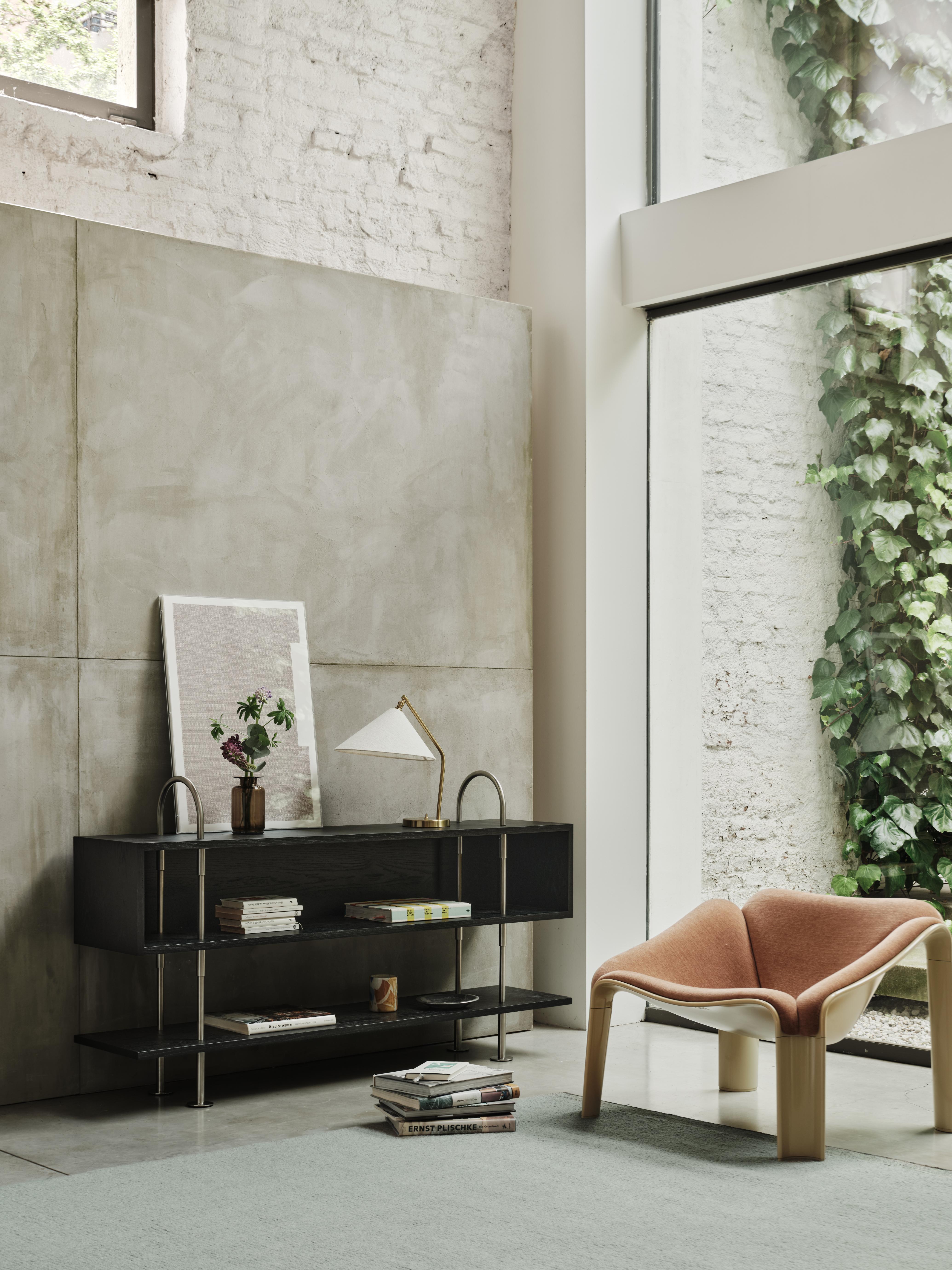 Tischlampe GRÄSHOPPA Messing und Leinen