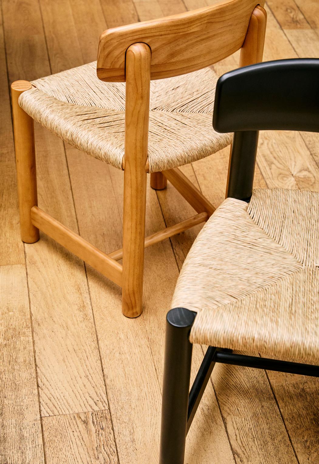 DAUMILLER chair made of pine wood with a woven seat