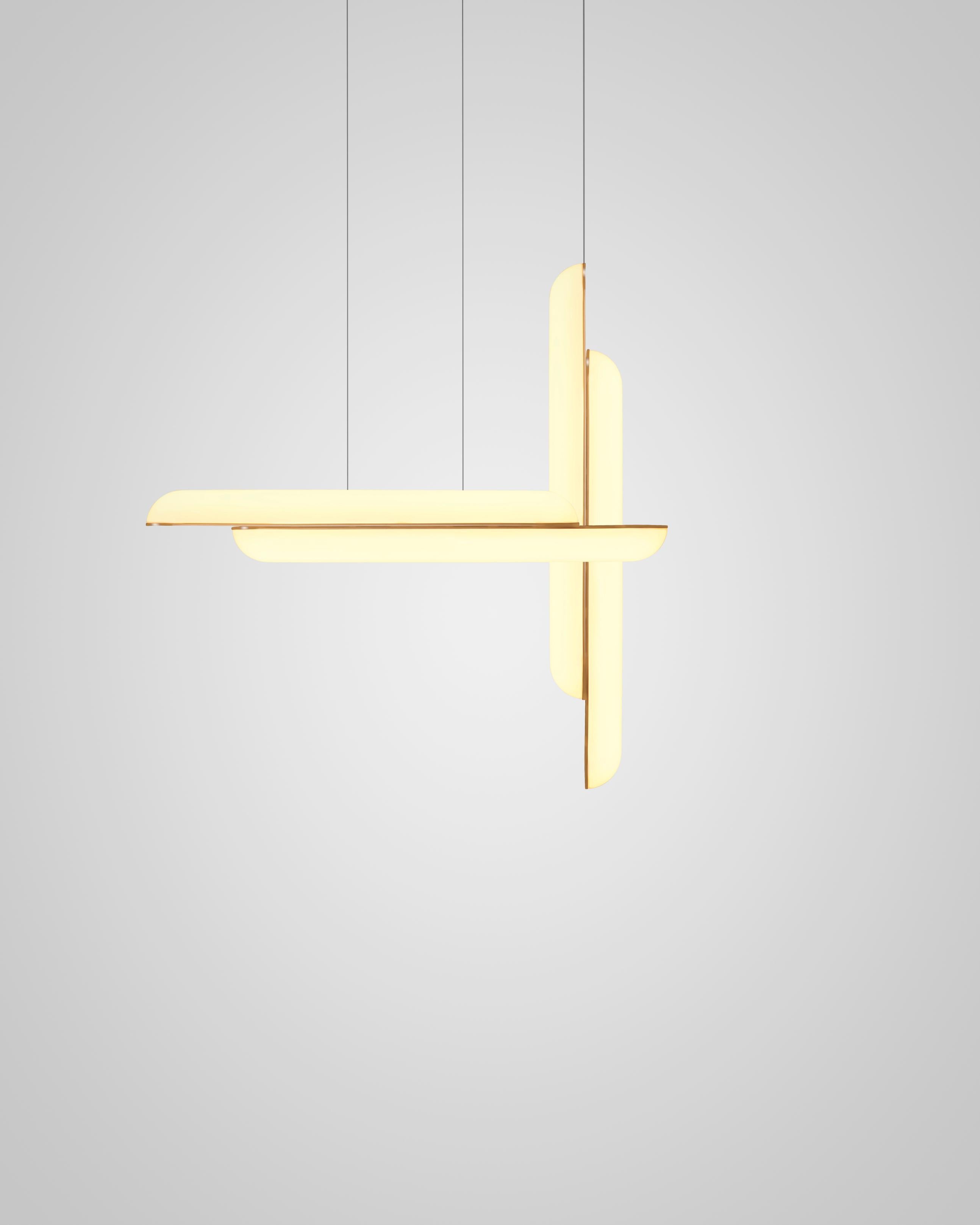 Hanglamp GEMINI met opalen glazen kap en messing.
