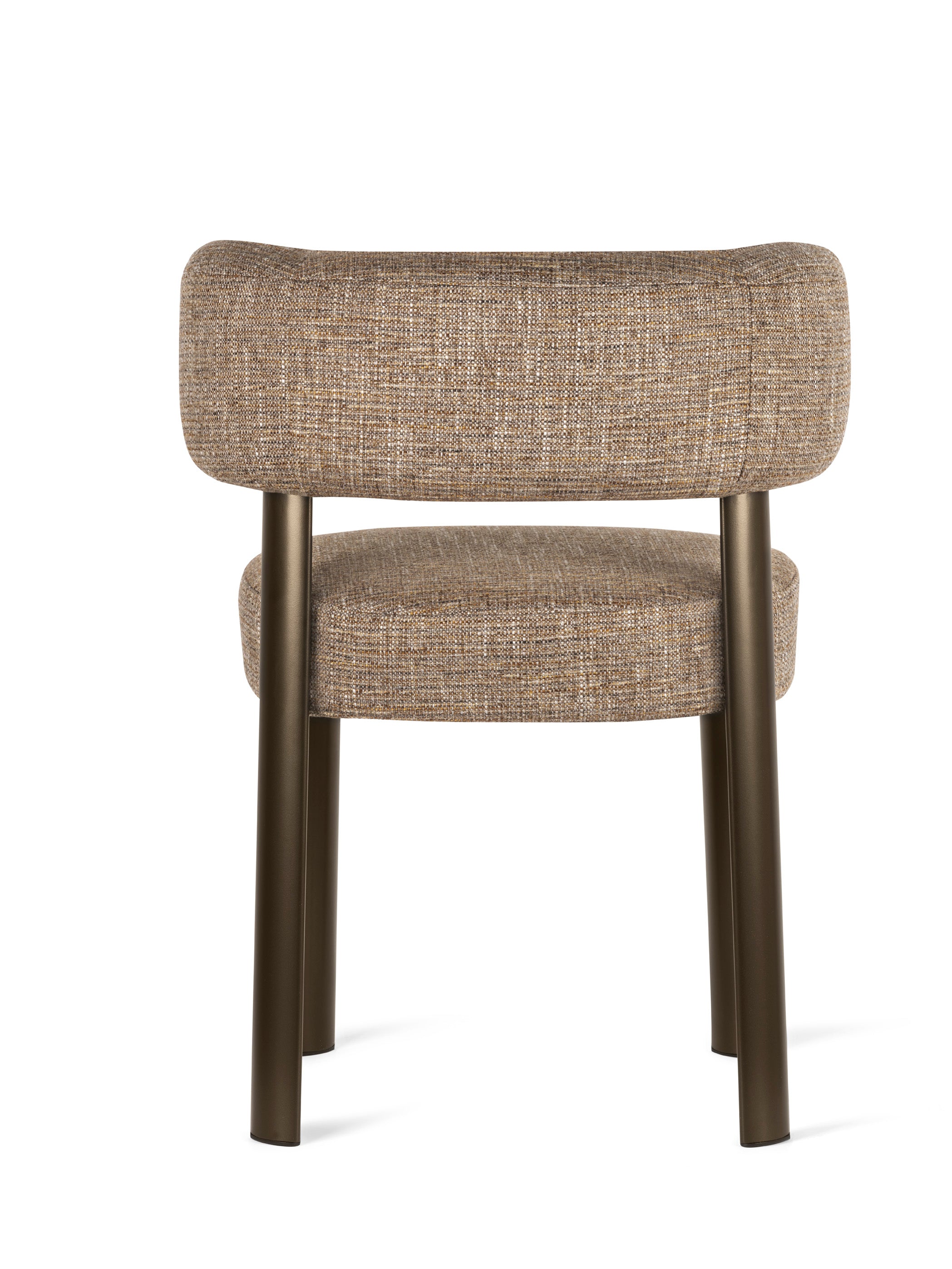 Upholstered GLEN chair with a brown base