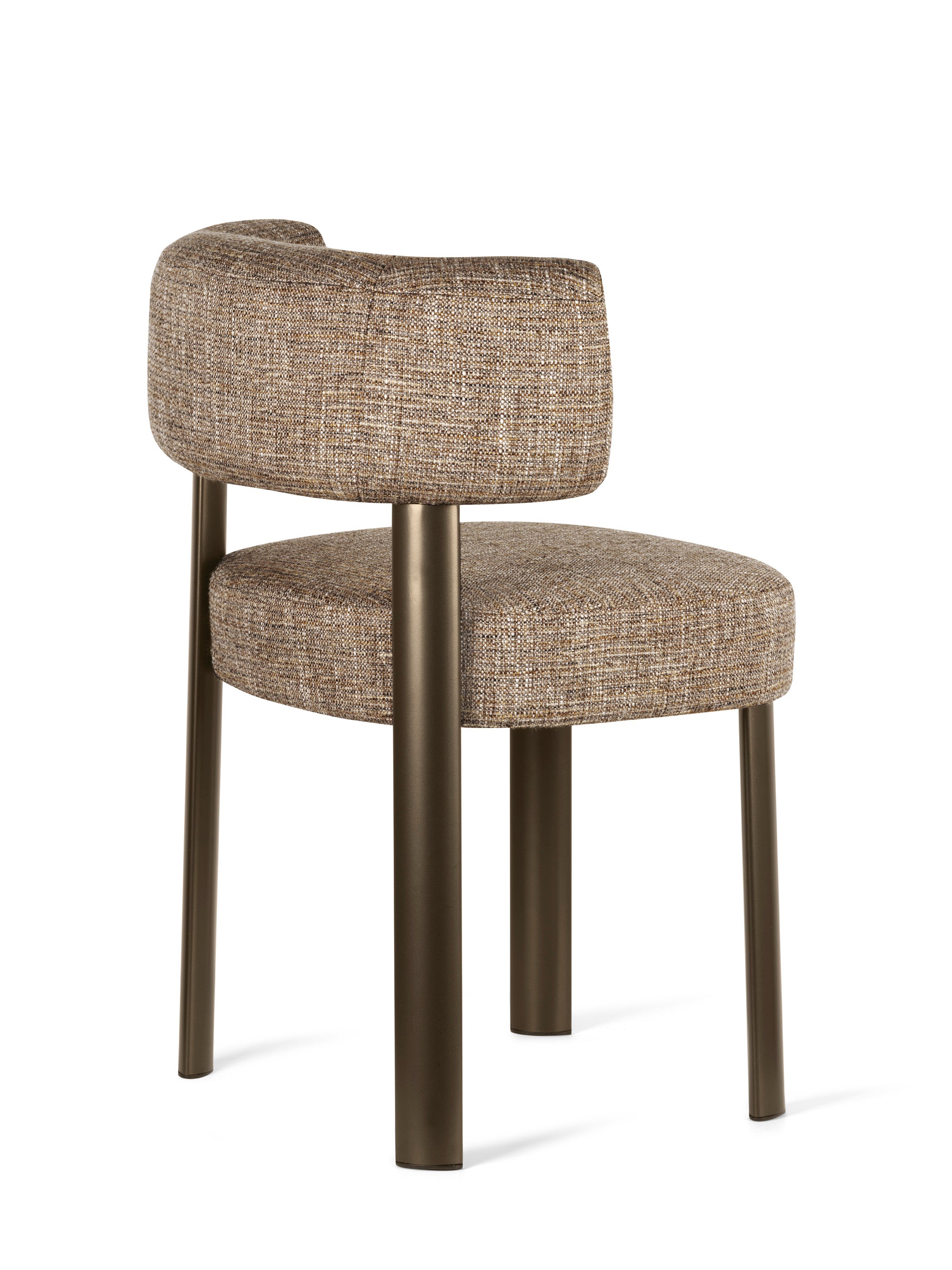 Upholstered GLEN chair with a brown base